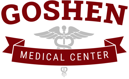 Goshen Medical Center logo with a caduceus symbol and a banner.