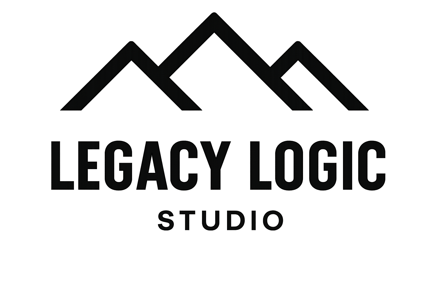 Logo of Legacy Logic Studio featuring stylized mountain peaks above the text 'LEGACY LOGIC STUDIO'.