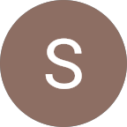 Single letter 'S' in white on a brown circular background