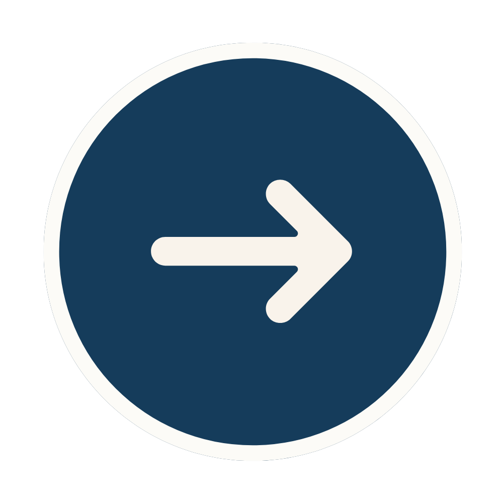 Rightward pointing arrow on a dark blue circular background
