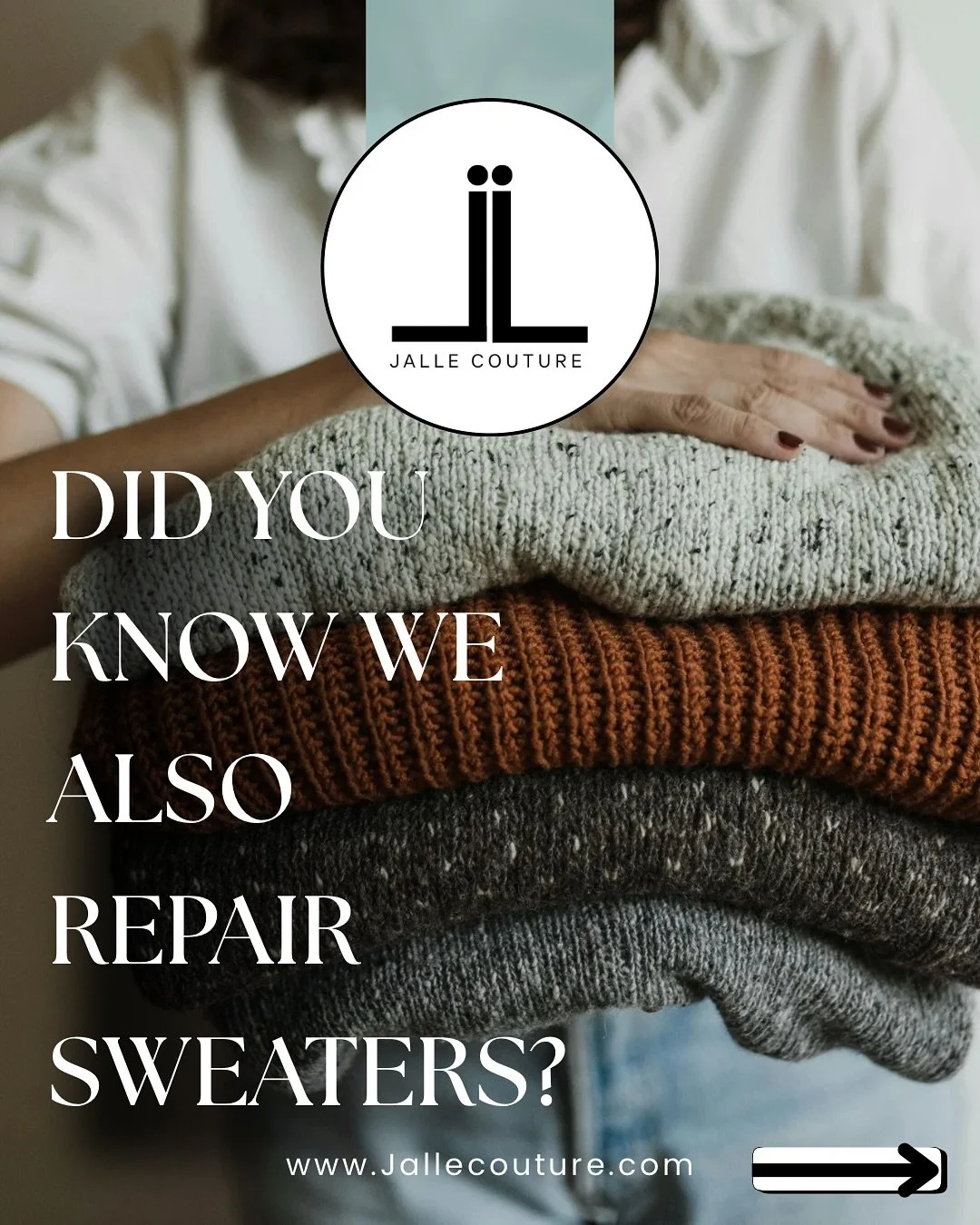 At JALLE Couture, we bring new life to your favorite knitwear. From small holes and pulled threads to resizing and delicate repairs, our team makes sure your sweaters stay as beautiful and cozy as the first day you wore them.

825 Brickell Bay Dr, Mi