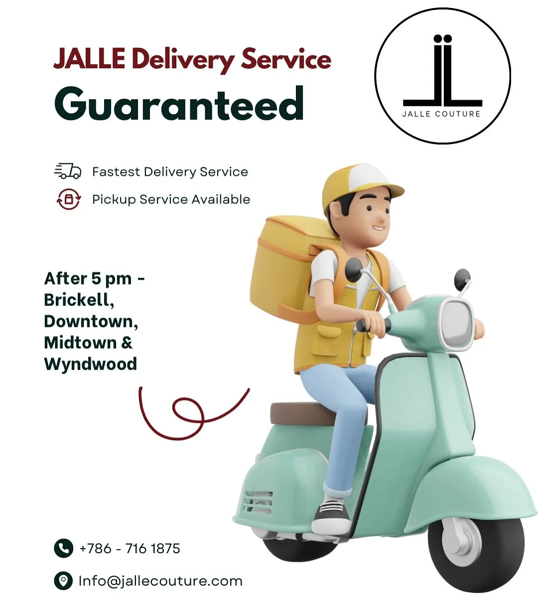 Your clothes, delivered with care!
After 5 PM we bring JALLE Couture to your door &mdash; fast, reliable, and stress-free.
📍 Brickell &bull; Downtown &bull; Midtown &bull; Wynwood

#miamidelivery #tailorservices #dressalterations #alterations #cloth
