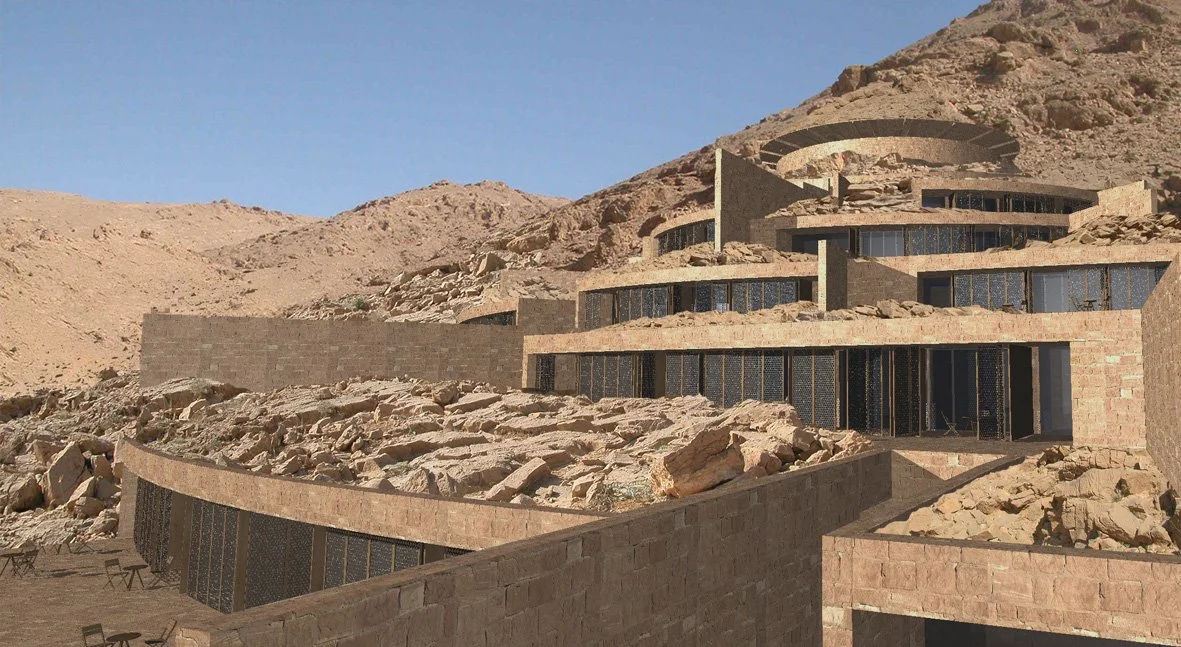 Deir - view of lodgings and ashram at top - lo.jpg
