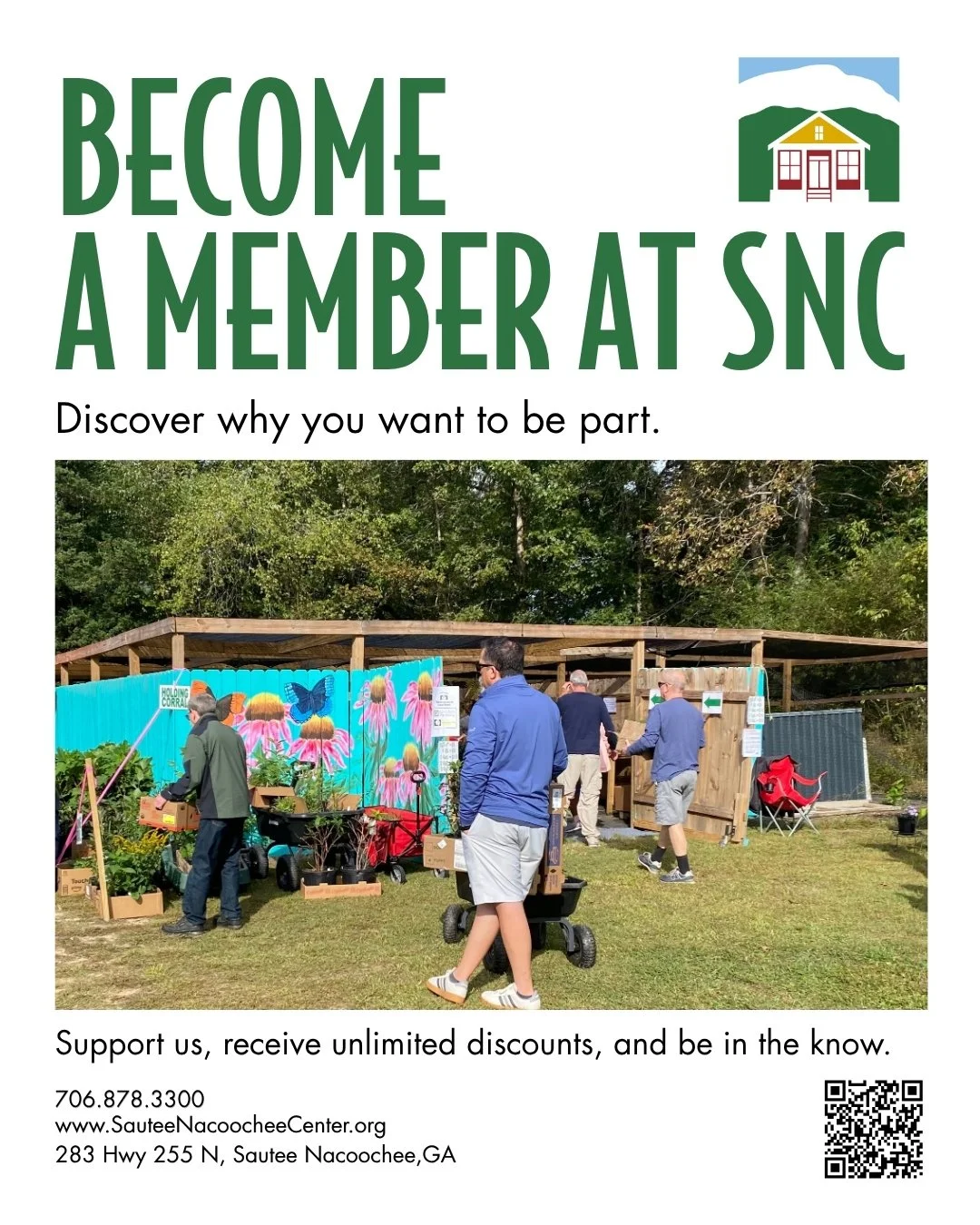 Did you know you can become a member of the place you love to support? 

By becoming an annual member of the Sautee Nacoochee Center, you help sustain local arts, history, education, and community programs while enjoying great perks along the way. Me