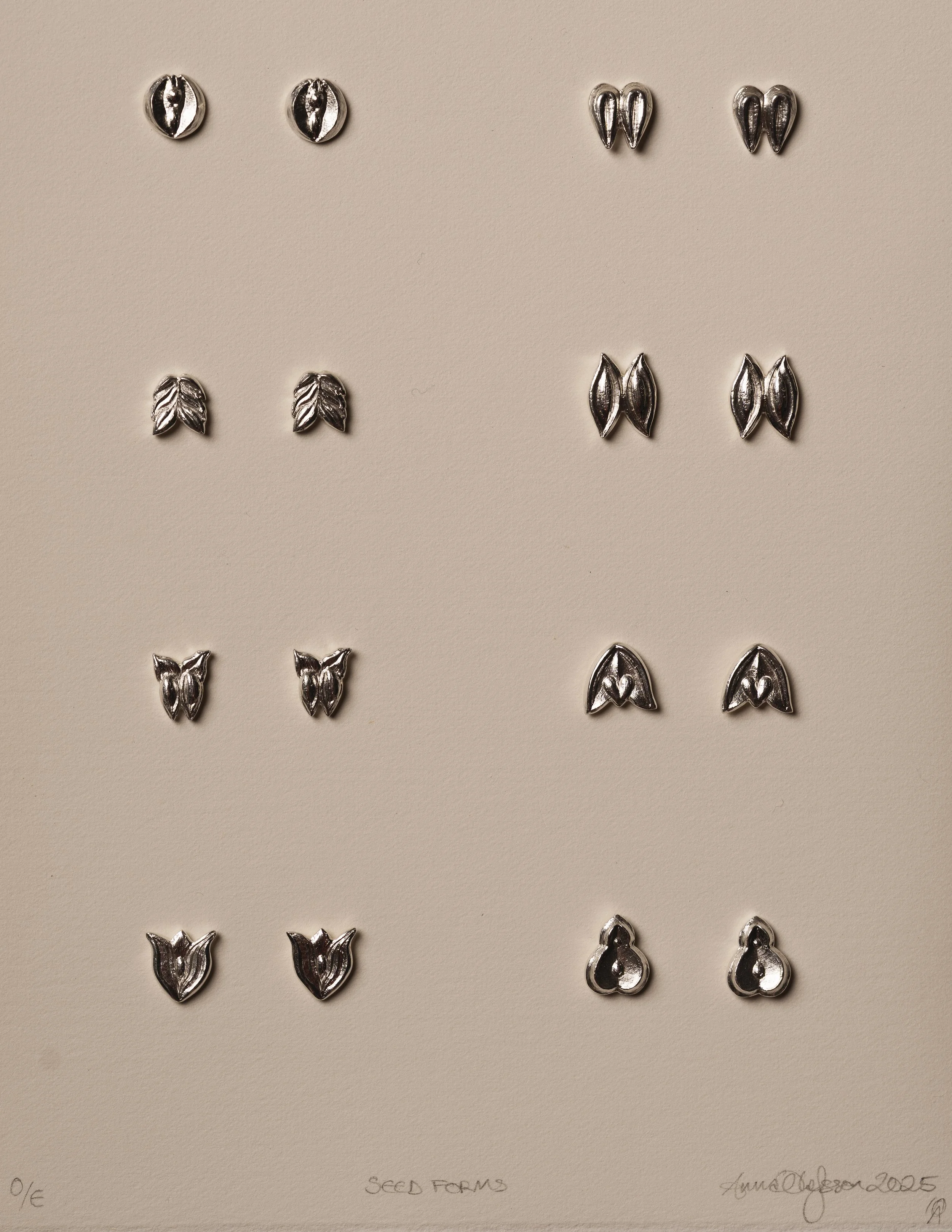 OLAFSSON, ANNA. 4. Seed_Forms_Series_I_Die_Struck_Stud_Earrings_in_sterling_silver_with_18ct_gold_ear_pins_2025_Photocredit_KyleHowie.JPG