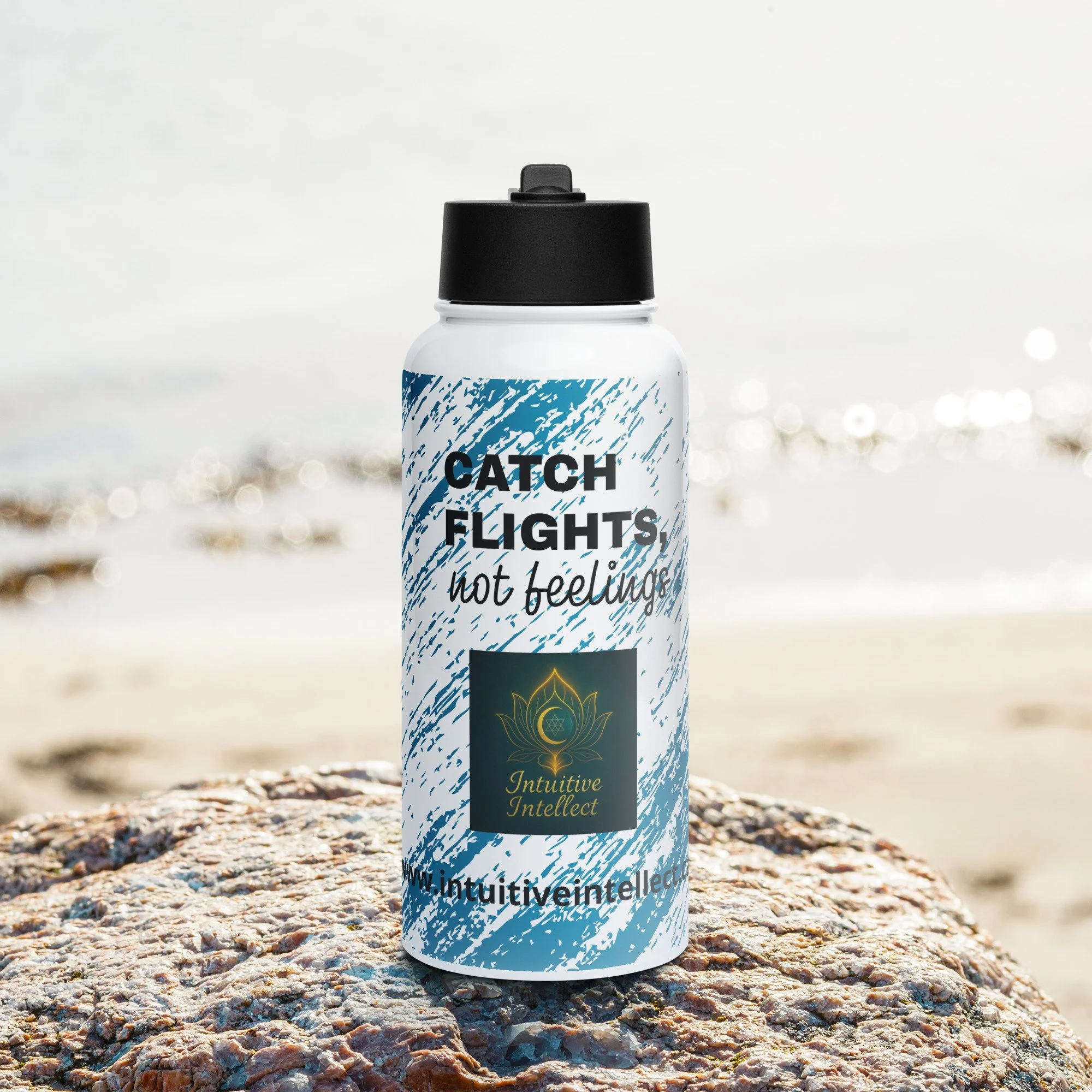 Stainless steel water bottle with a straw lid