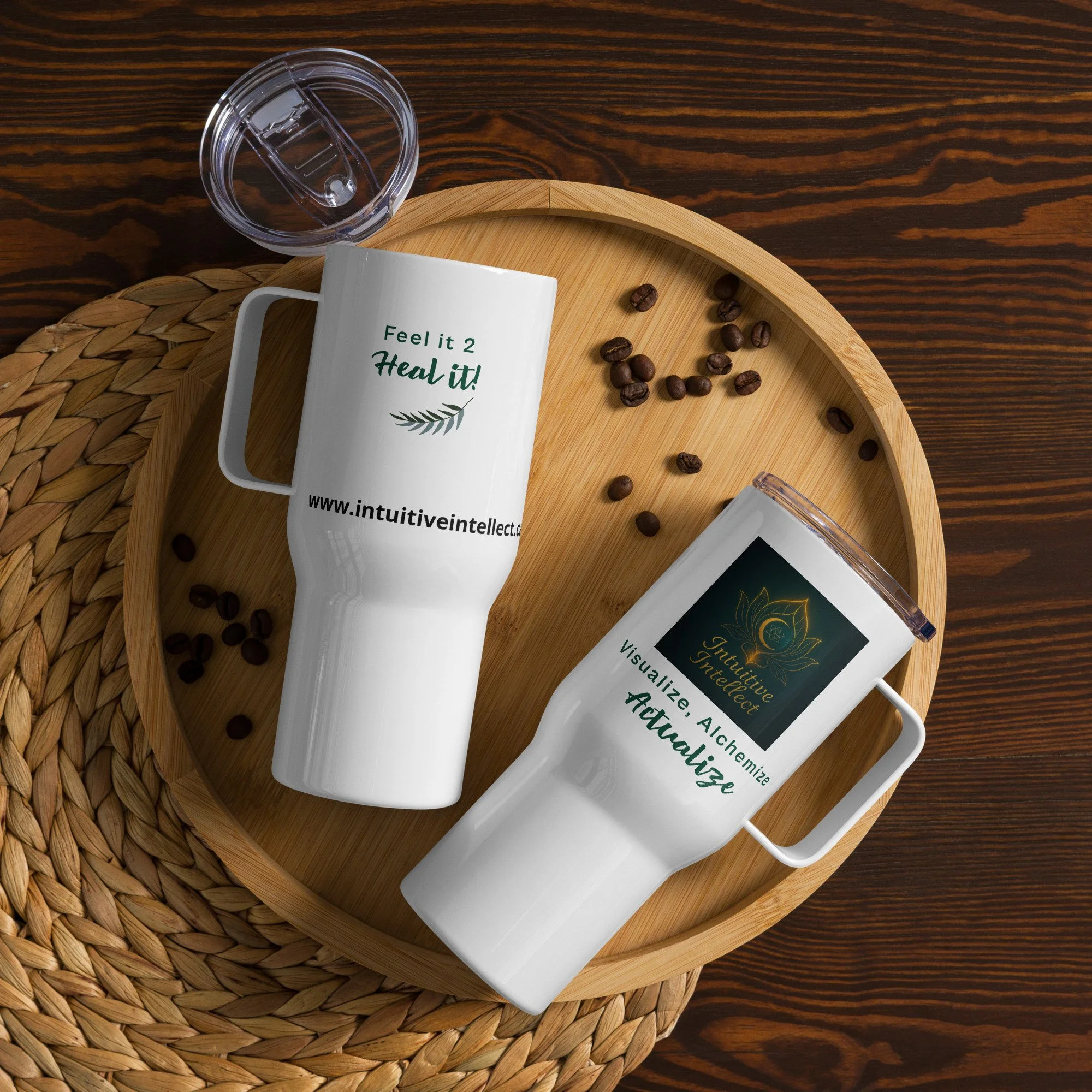 Travel mug with a handle