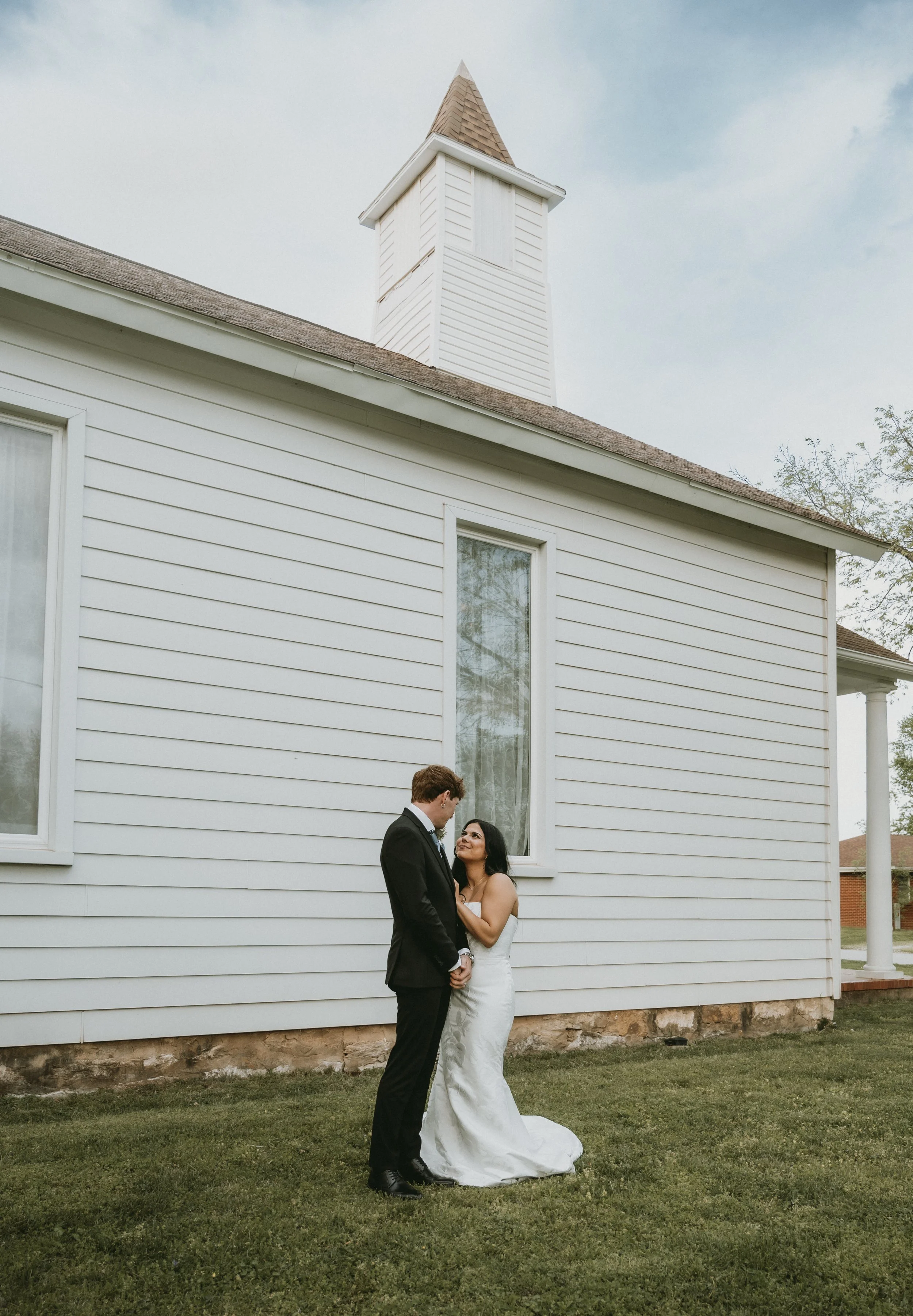 Intimate wedding ceremony at a chapel