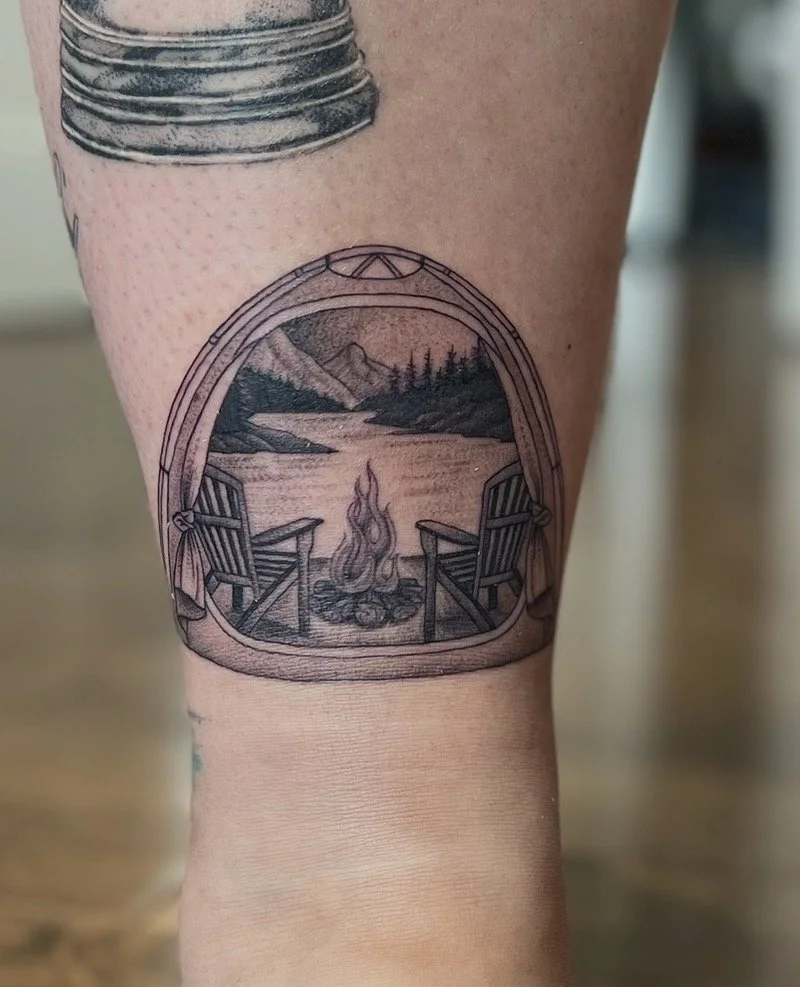 camping fire camp tattoo