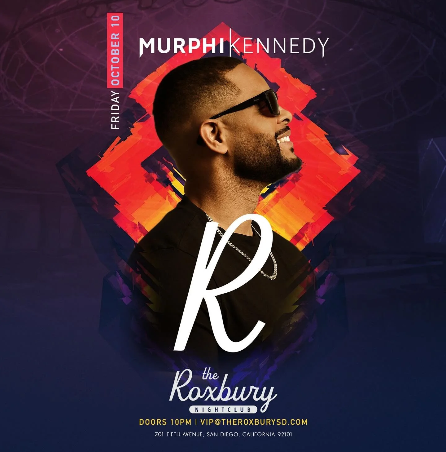 Proud to have Murphi Kennedy this Friday night, Oct 10 at The Roxbury SD! Don't miss out!