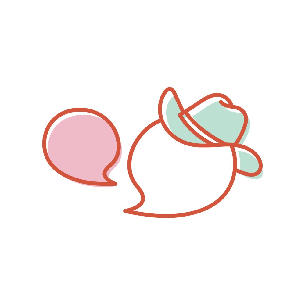 Abstract illustration of a speech bubble speaking to another speech bubble that is wearing a cowboy hat .