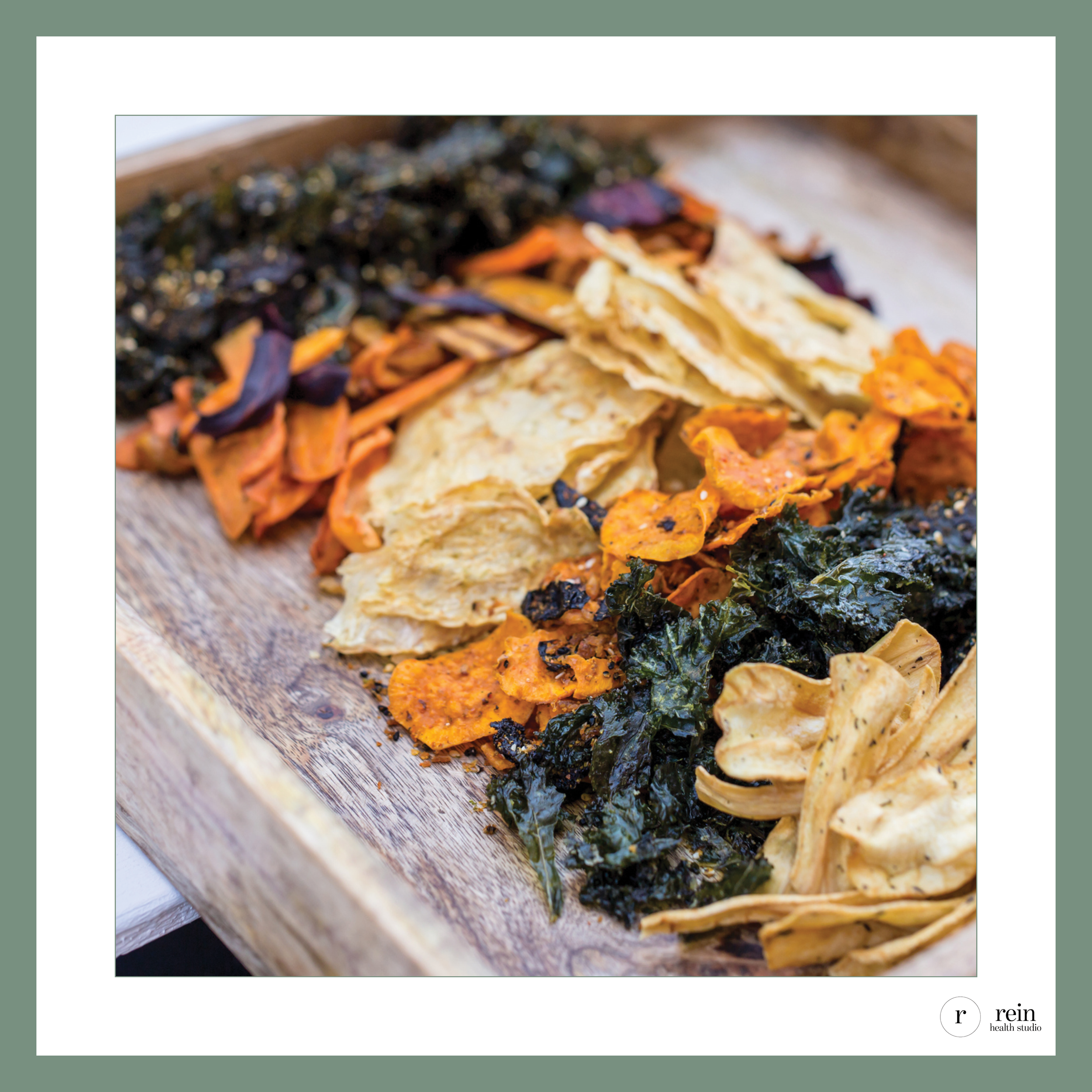 Crispy Kale + Sweet Potato Chips w/ Smoked Paprika Dust