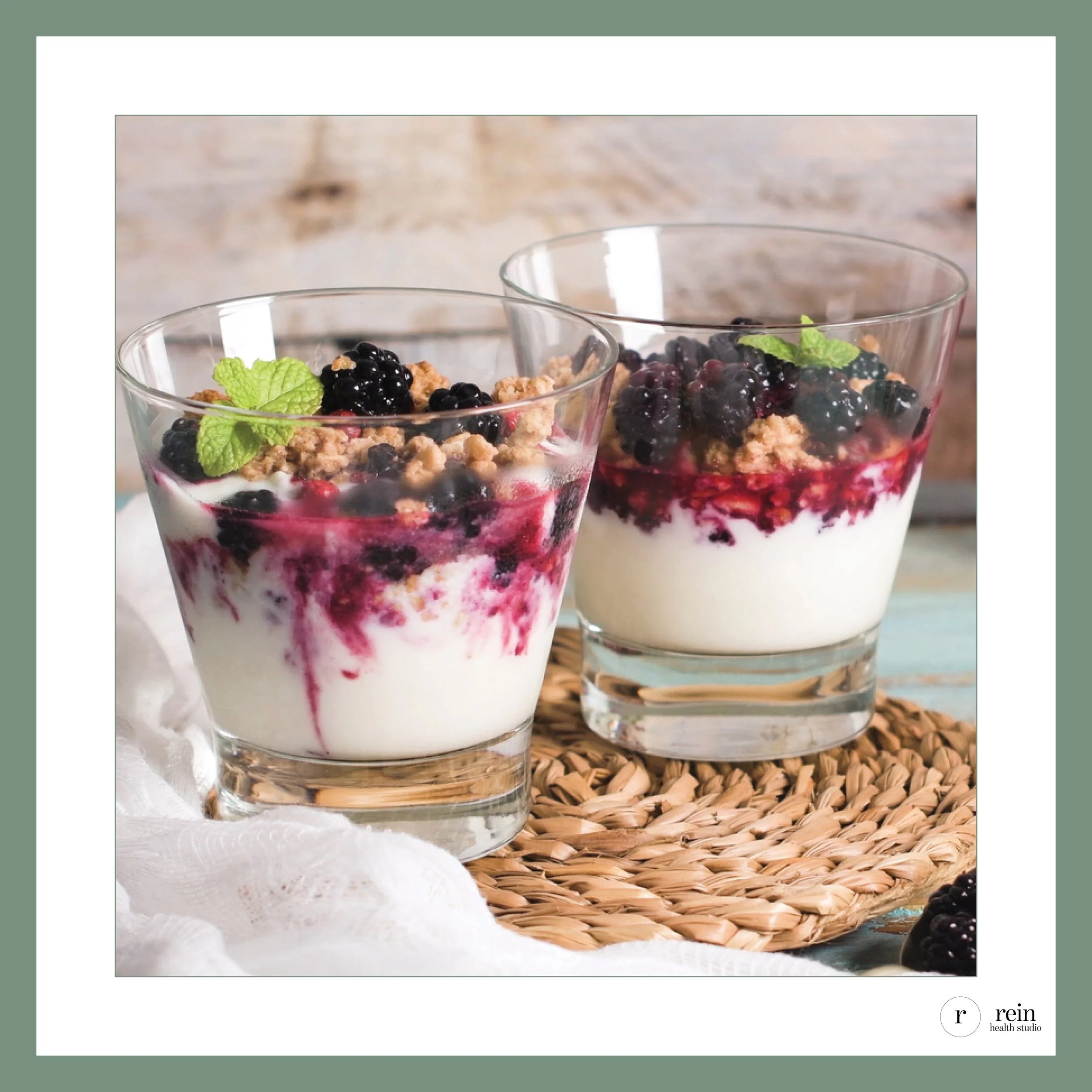 Protein-Rich Yogurt Parfait w/ Berries + Walnut Crumble