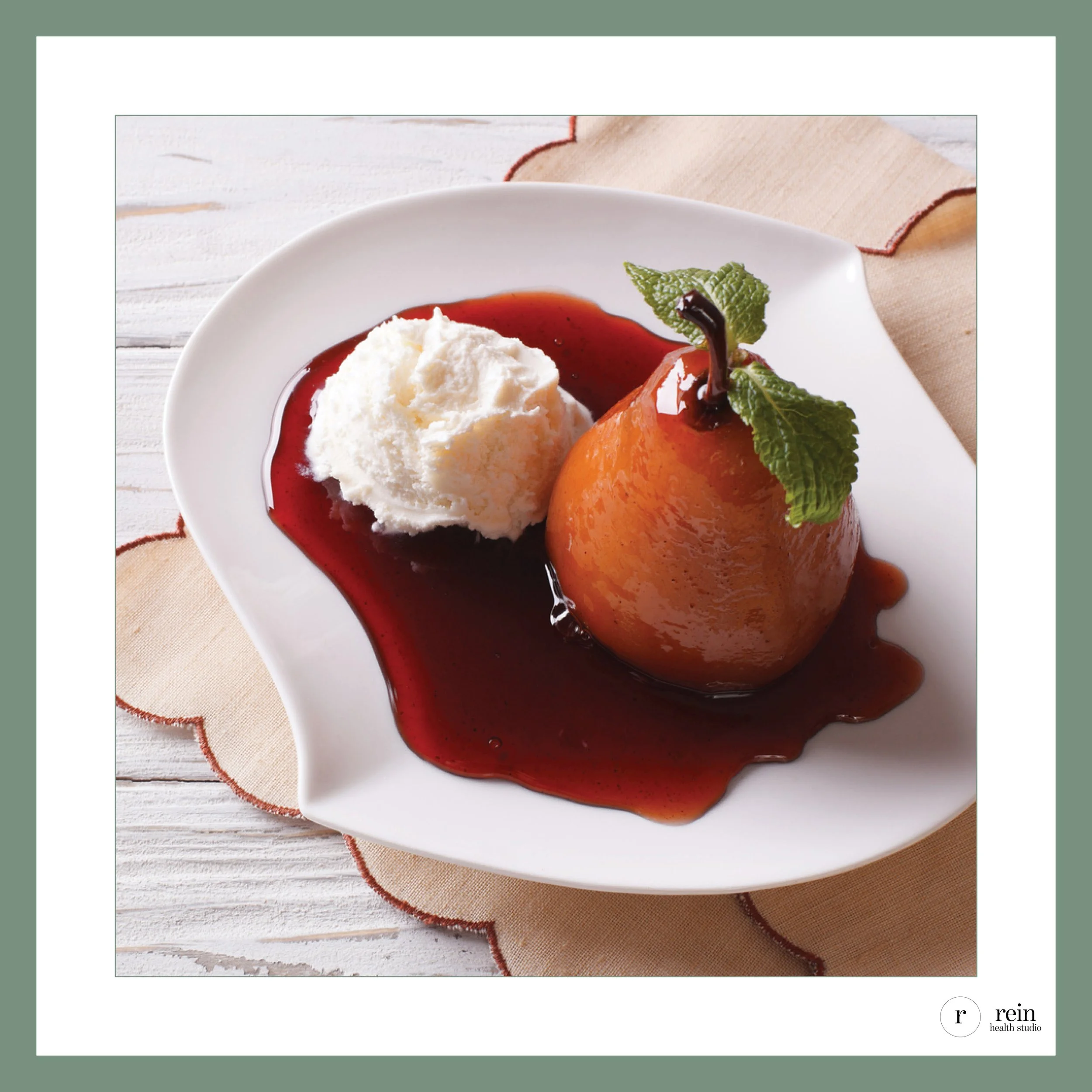 Mulled Wine Poached Pears w/ Whipped Mascarpone