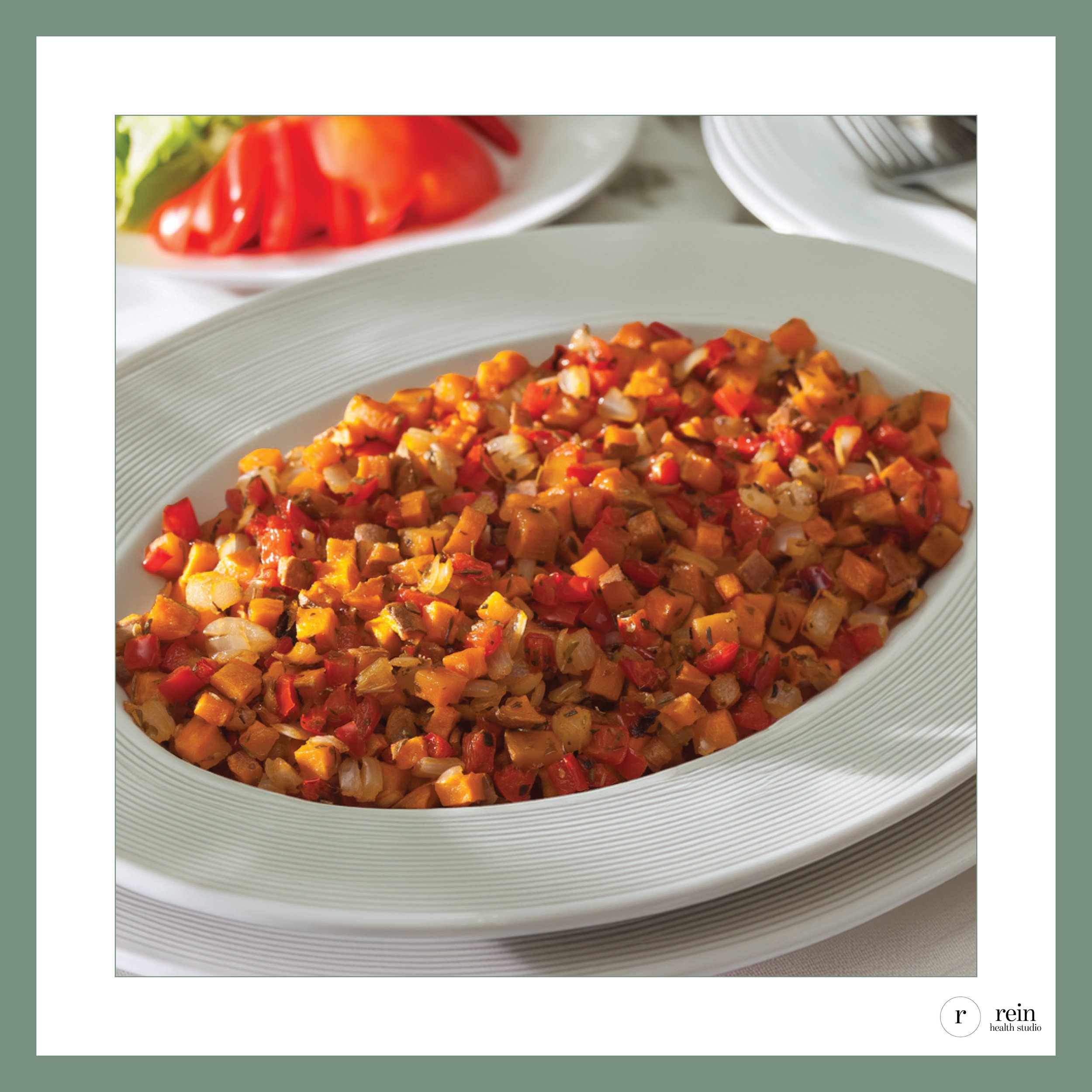 Sweet Potato Hash w/ Onions, Garlic + Herbs