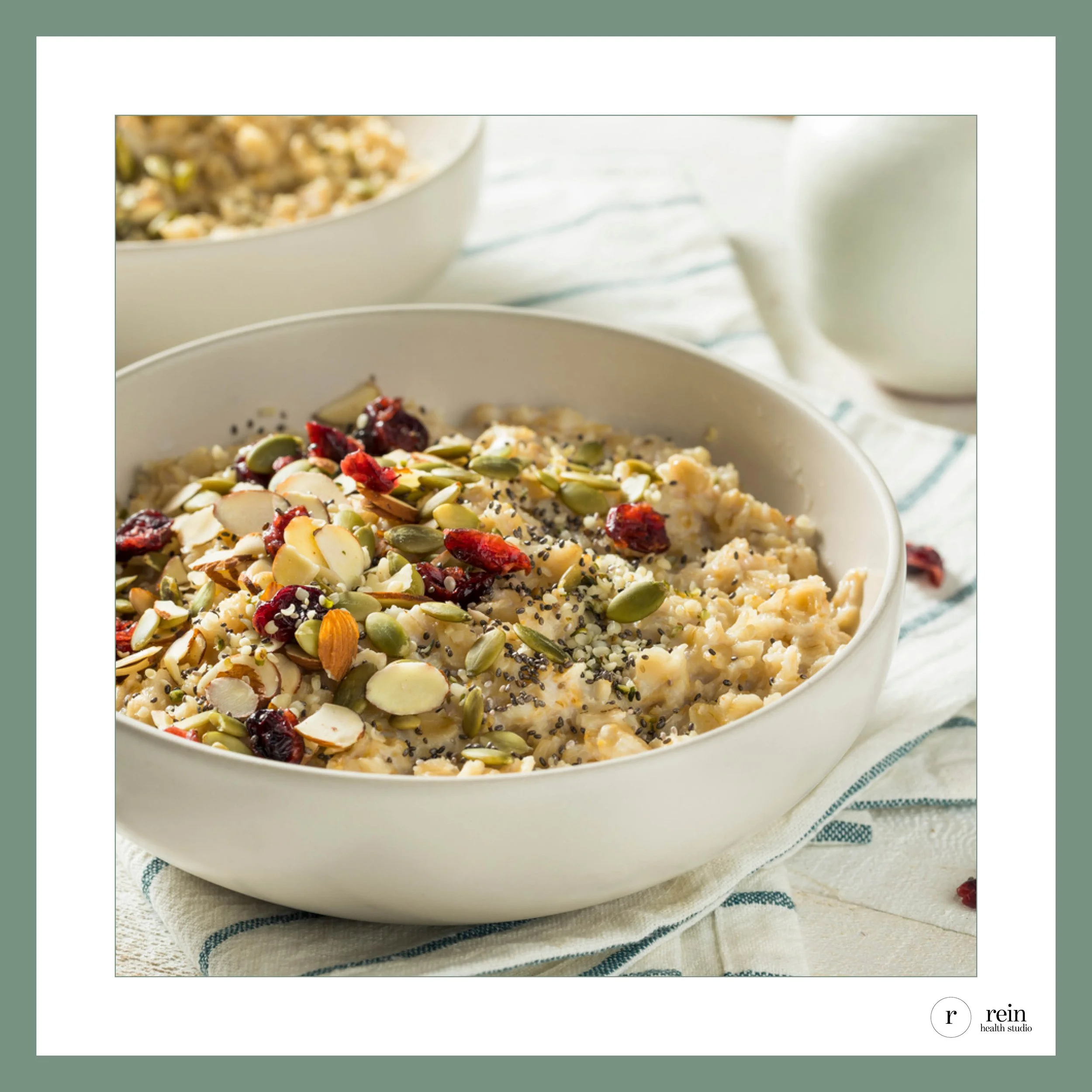 Skin Glow Oat Bowl w/ Pumpkin Seeds, Almonds, Hemp + Dried Cherries