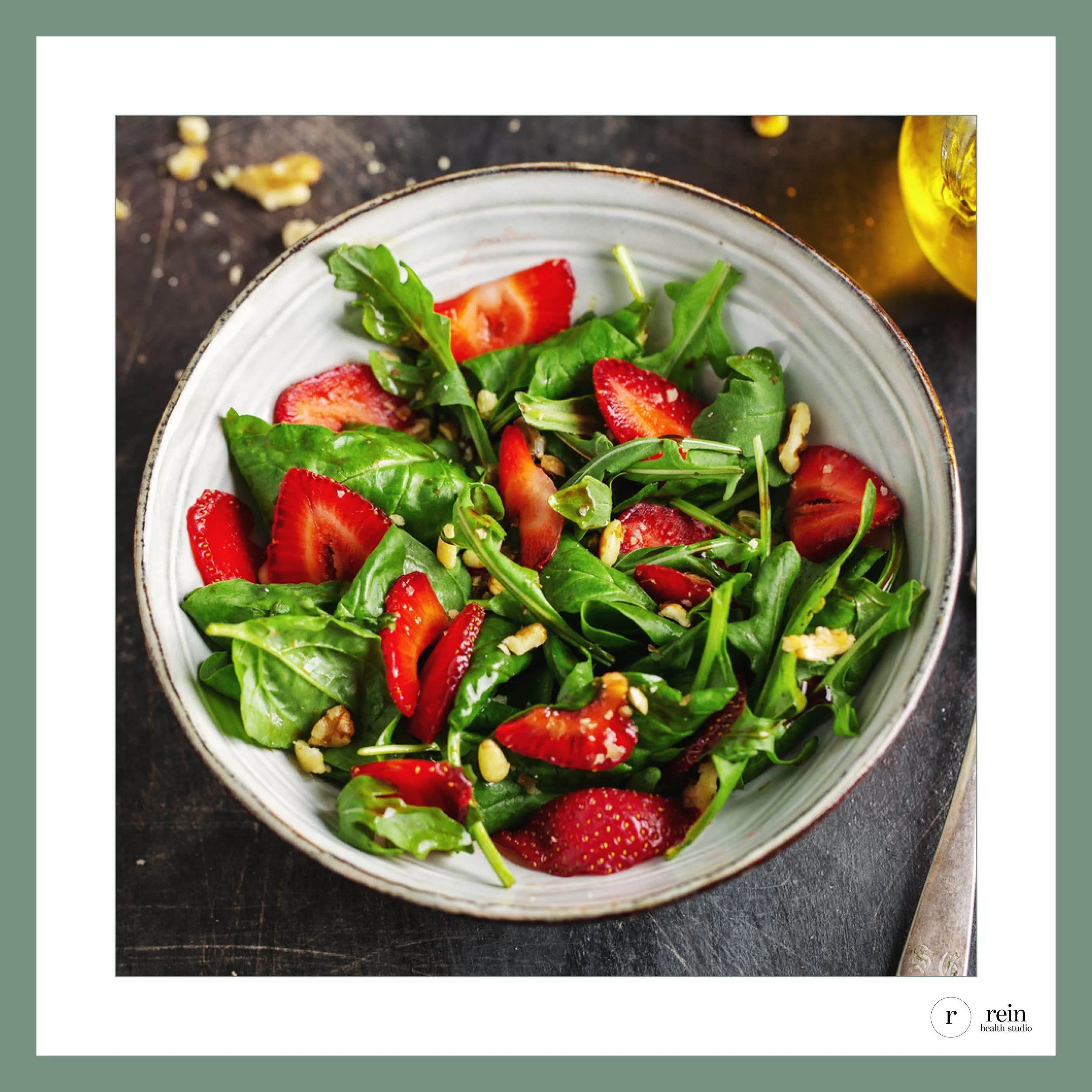 Strawberry, Arugula + Walnut Salad w/ Olive Oil + Pine Nuts