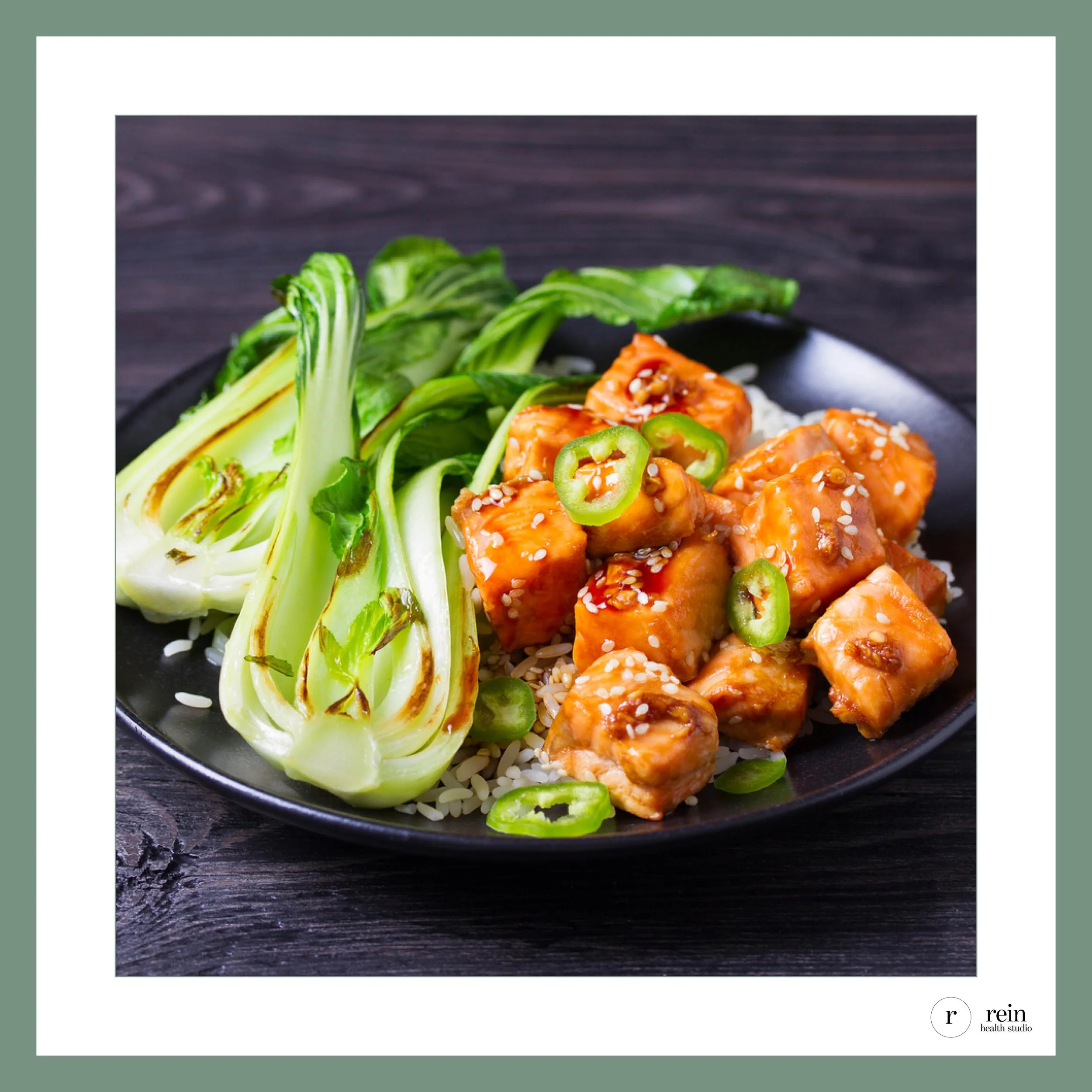 Chili Glazed Salmon + Bok Choy Rice Bowl