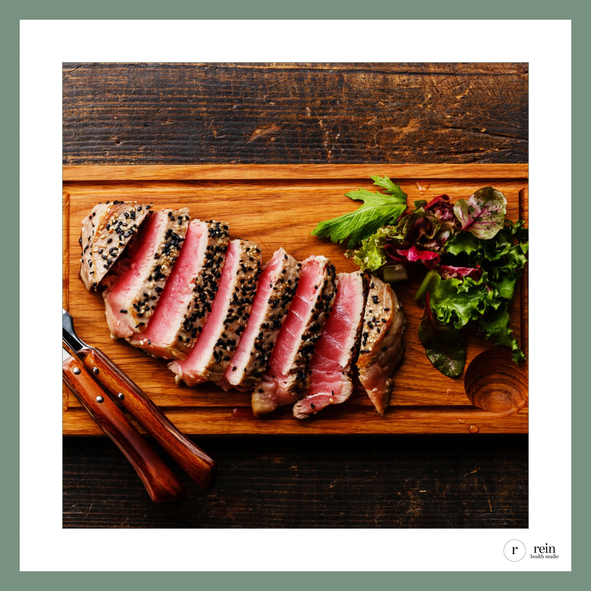 Sesame-Seared Tuna Steak w/ Mixed Green Salad