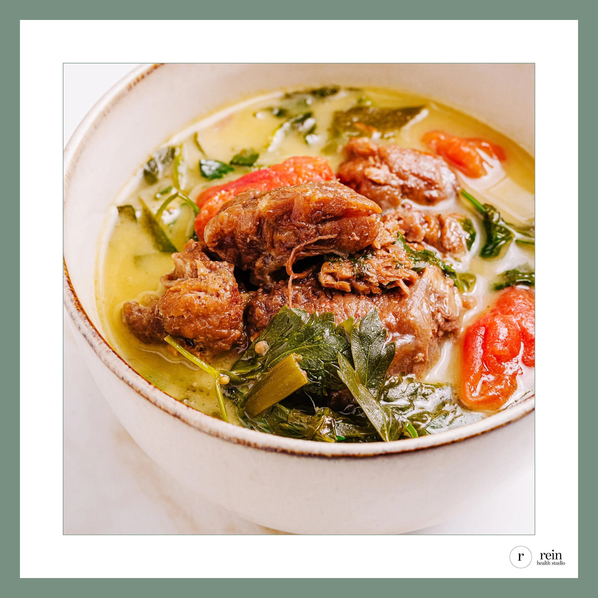 Slow-Cooked Lamb + Bitter Greens Stew