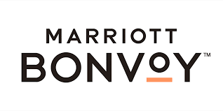 Marriott Bonvoy logo in black text with an orange underline
