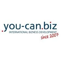 Logo for you-can.biz with blue text and red accents, including the tagline 'since 2007' in red, focusing on international business development.