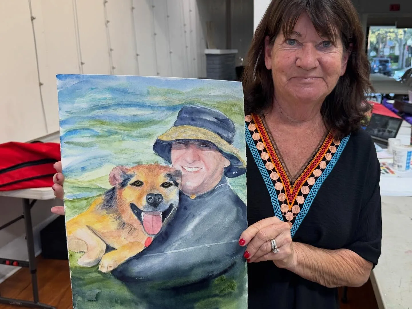 First finish of the new year from a great student! A special gift for her brother who lost his best friend ❤️#painting #gifts #WatercolorPainting #LearnToPaint #paintinglessons