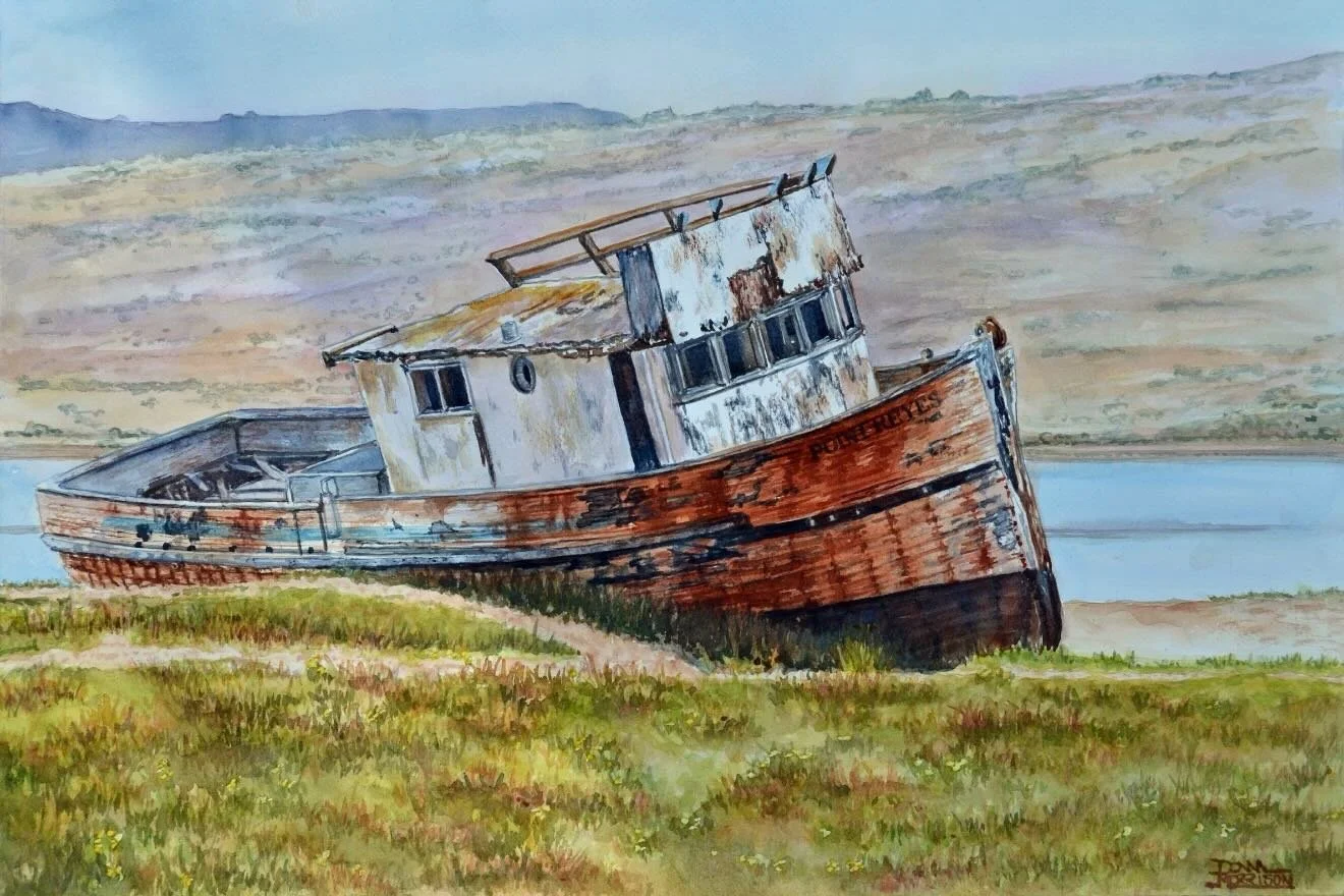 From the VAULT: &ldquo;WRECK ON POINT REYES&rdquo;

➡️The S.S. Point Reyes is an abandoned fishing boat resting quietly on a mudflat in Tomales Bay near Inverness.
Originally a WWII launch vessel, the S.S. Point Reyes later became a local landmark af