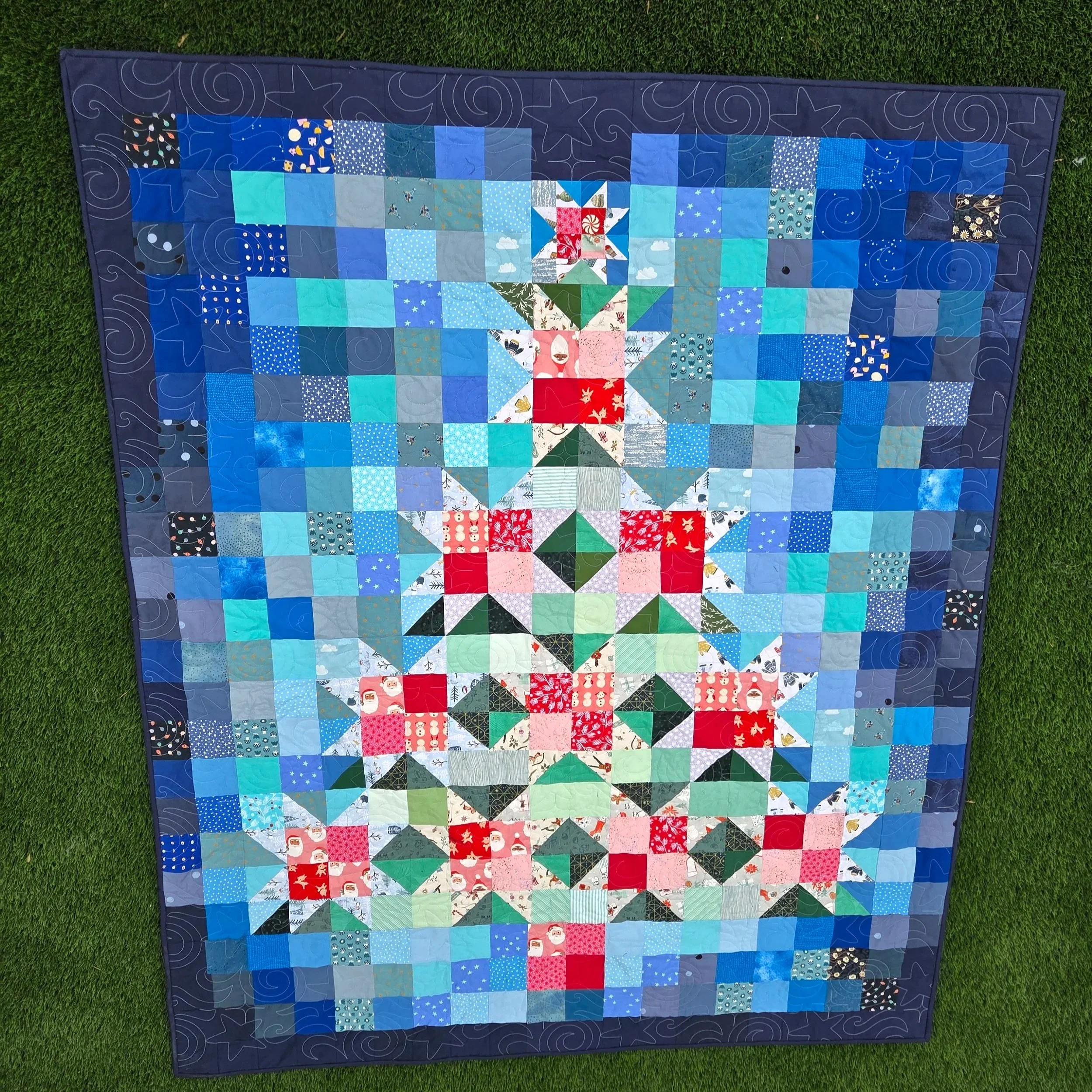 Jovie Blue Scrappy Ombre Quilt