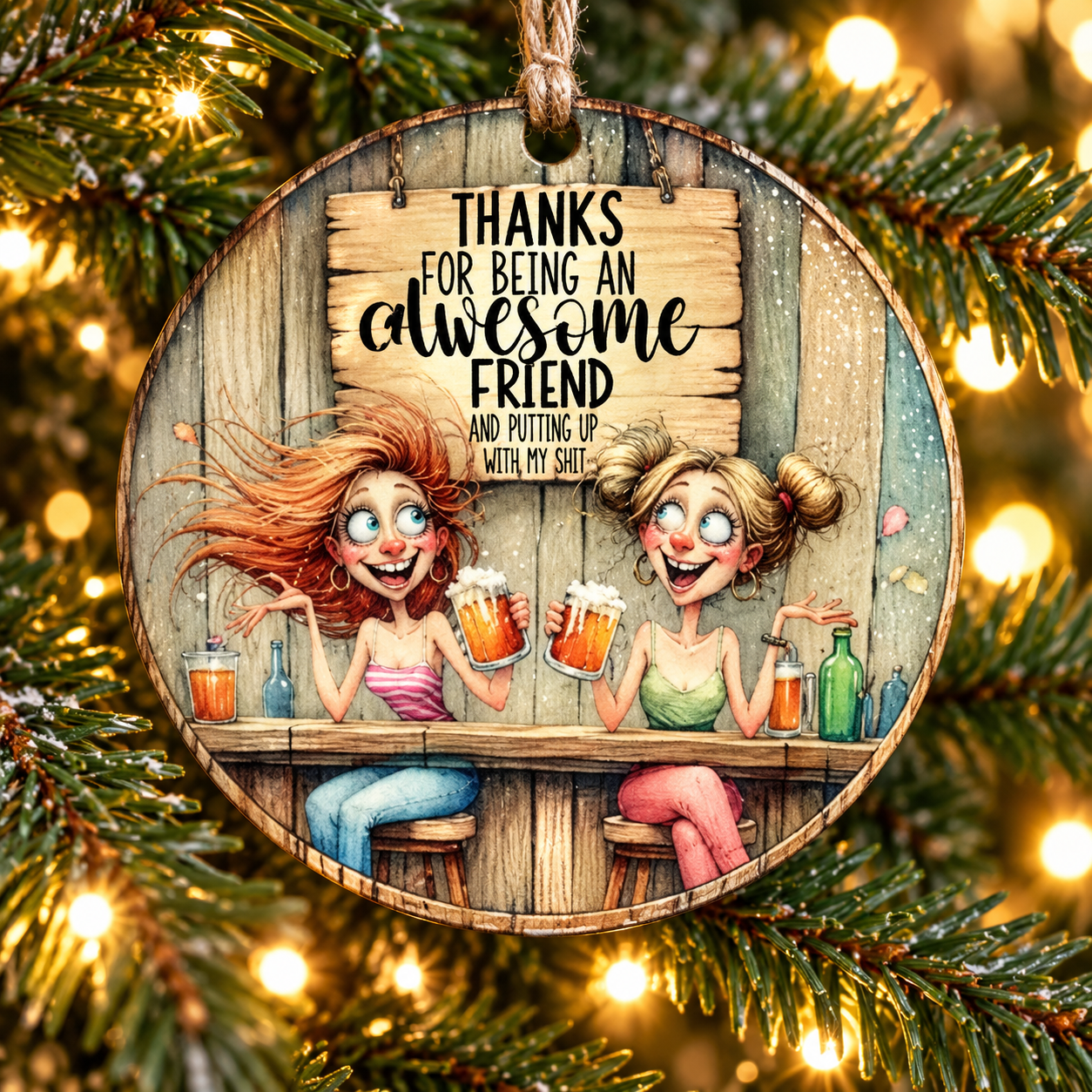 Funny Best Friend Christmas Ornament