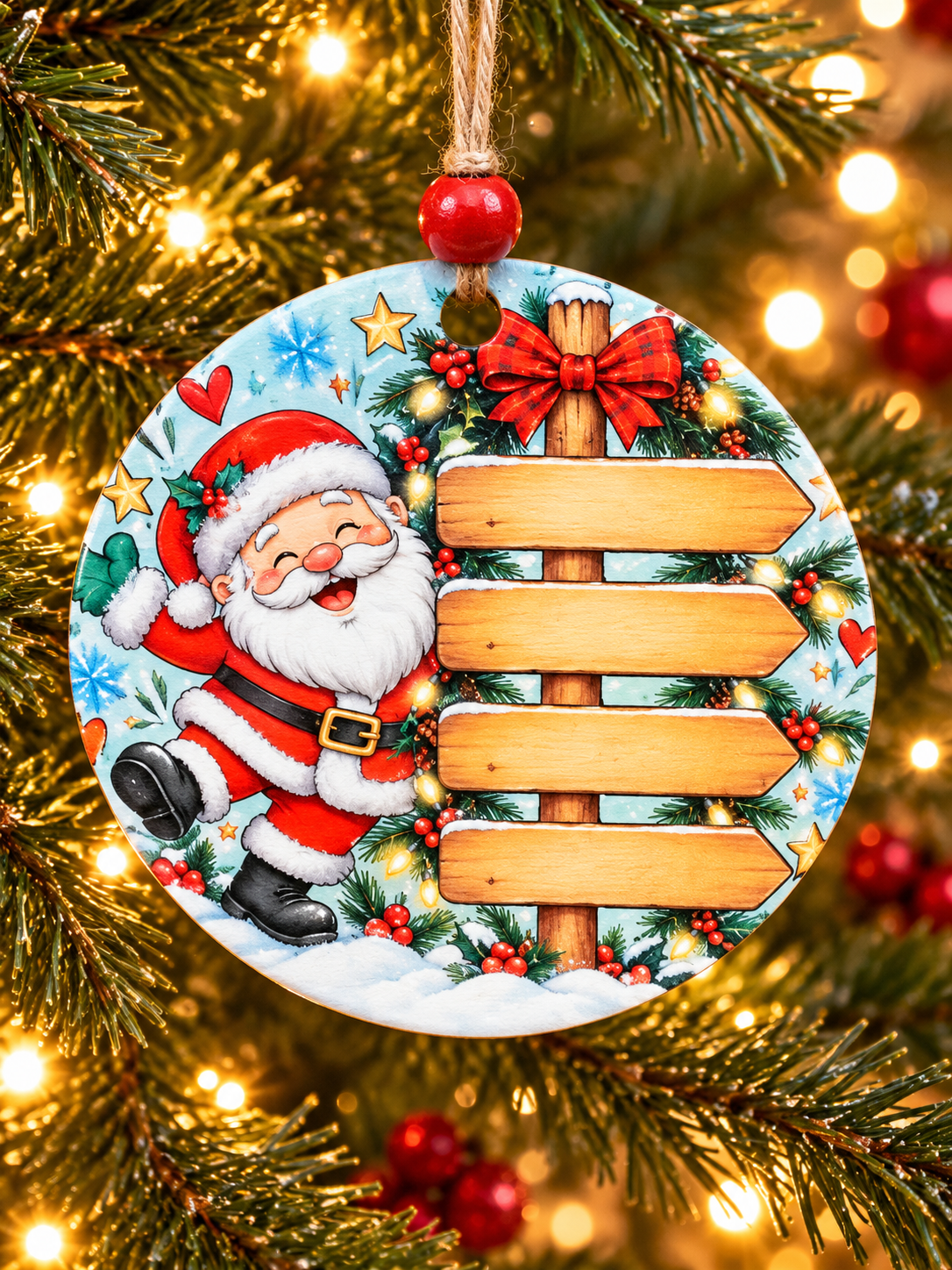 Personalized Santa Family 4 Names Ornament