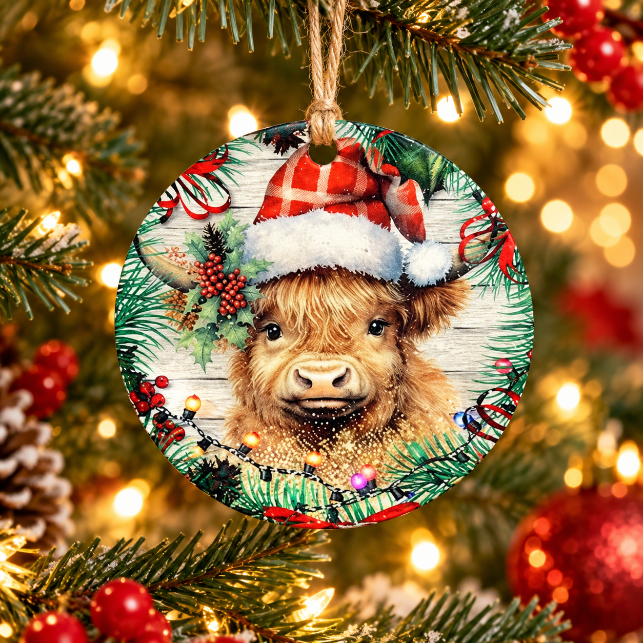 Christmas Highland Cow Christmas Ornament