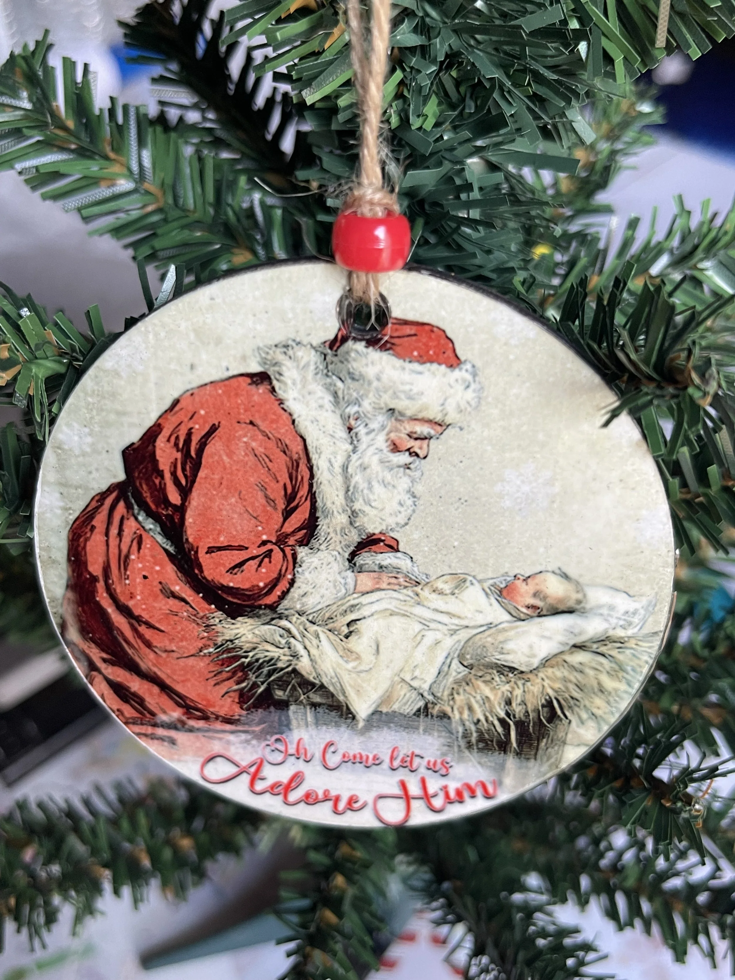 Santa and Baby Jesus-Come adore