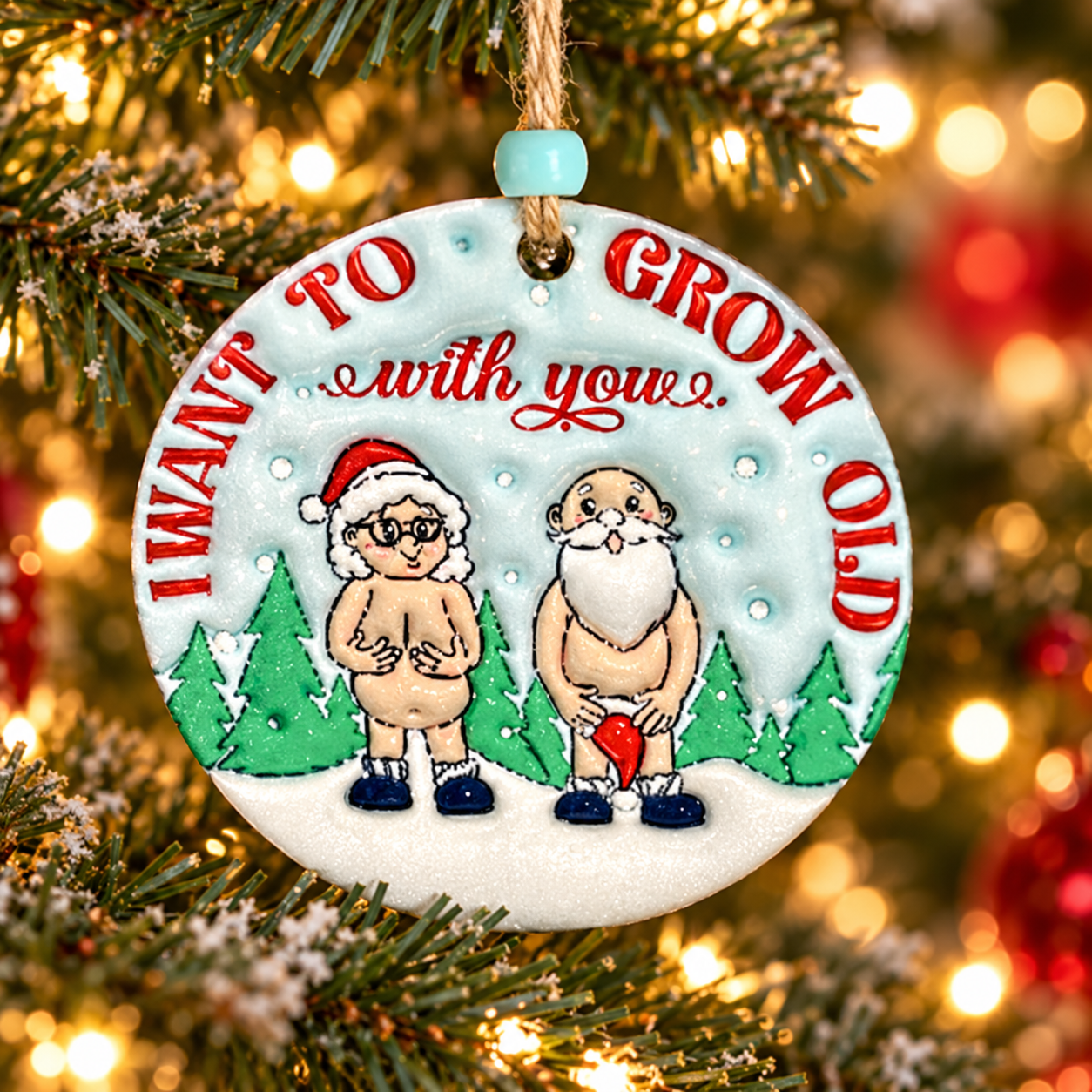 Funny Santa Couple Christmas Ornament