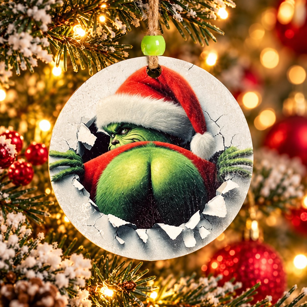 Funny Green Character Christmas Ornament