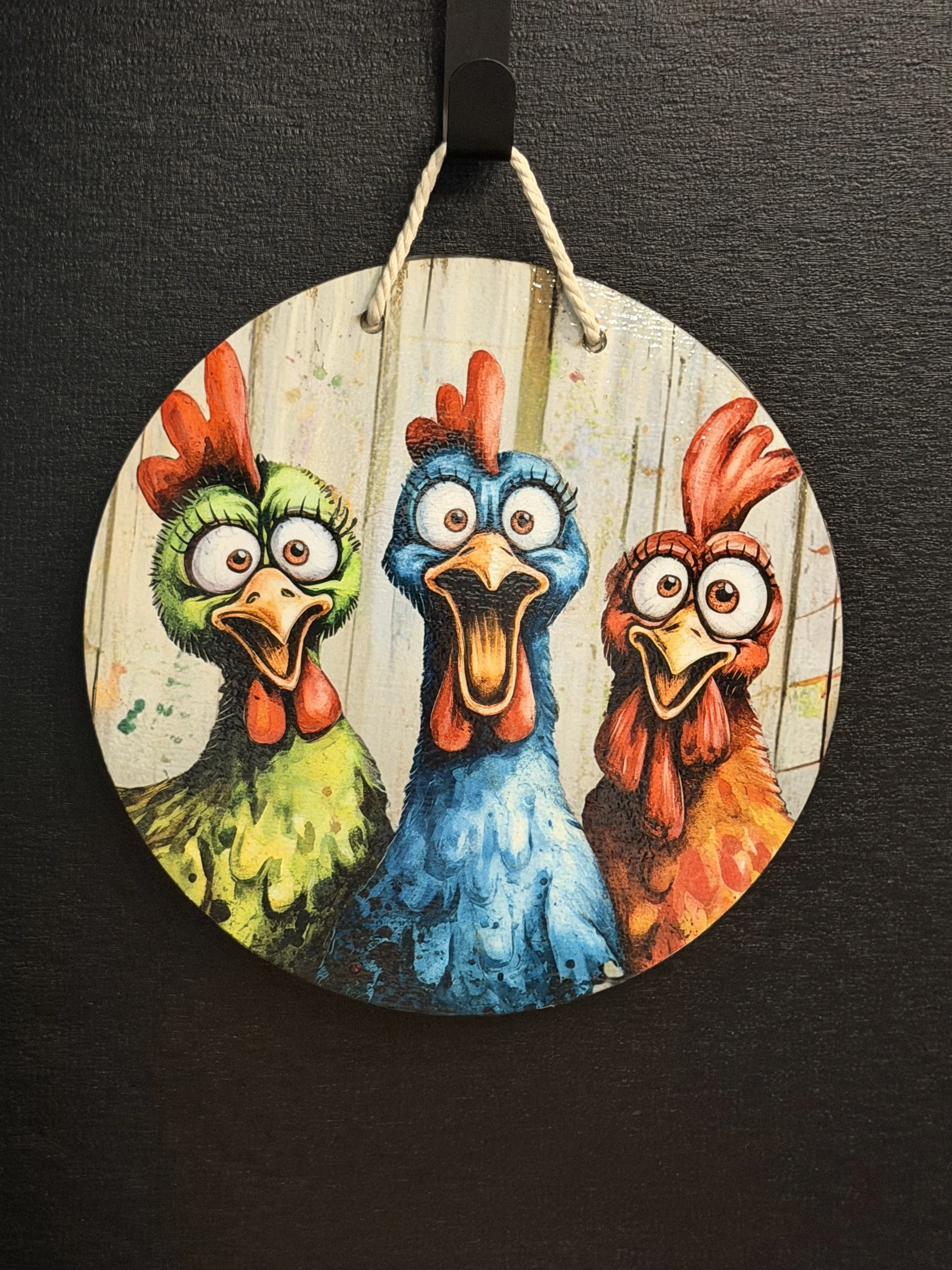 Three Crazy Chickens 10inch Door Wreath