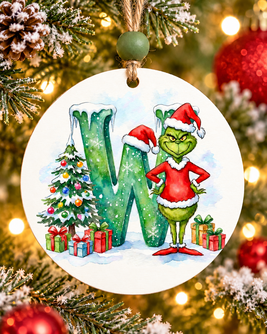 W - Green Character Personalized Ornament