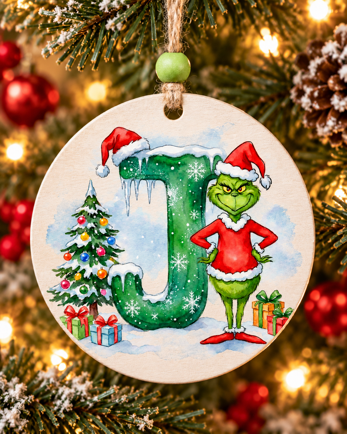J - Green Character Personalized Ornament
