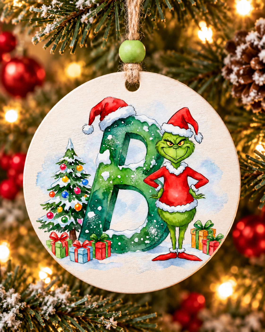 B - Green Character Personalized Ornament