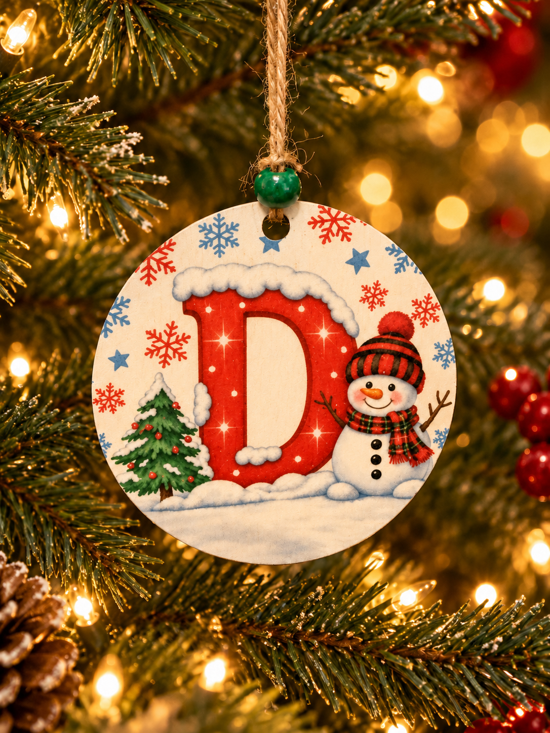Personalized Snowman "D" Initial Ornament
