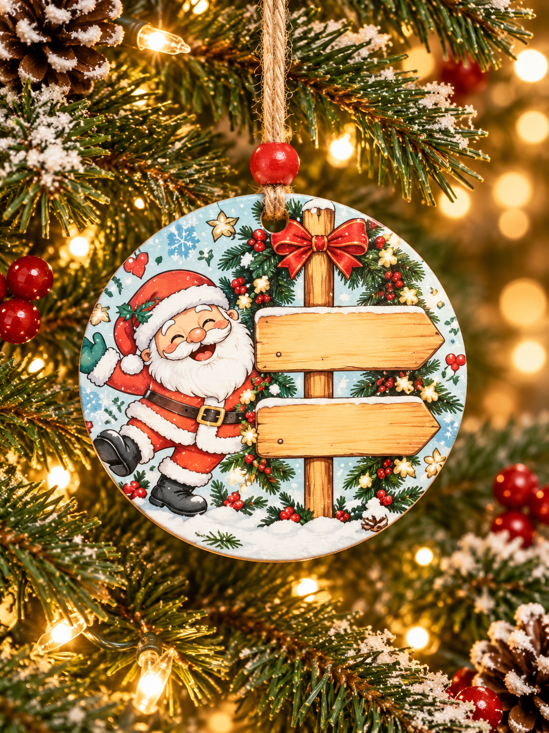 Personalized Santa Family 2 Names Ornament