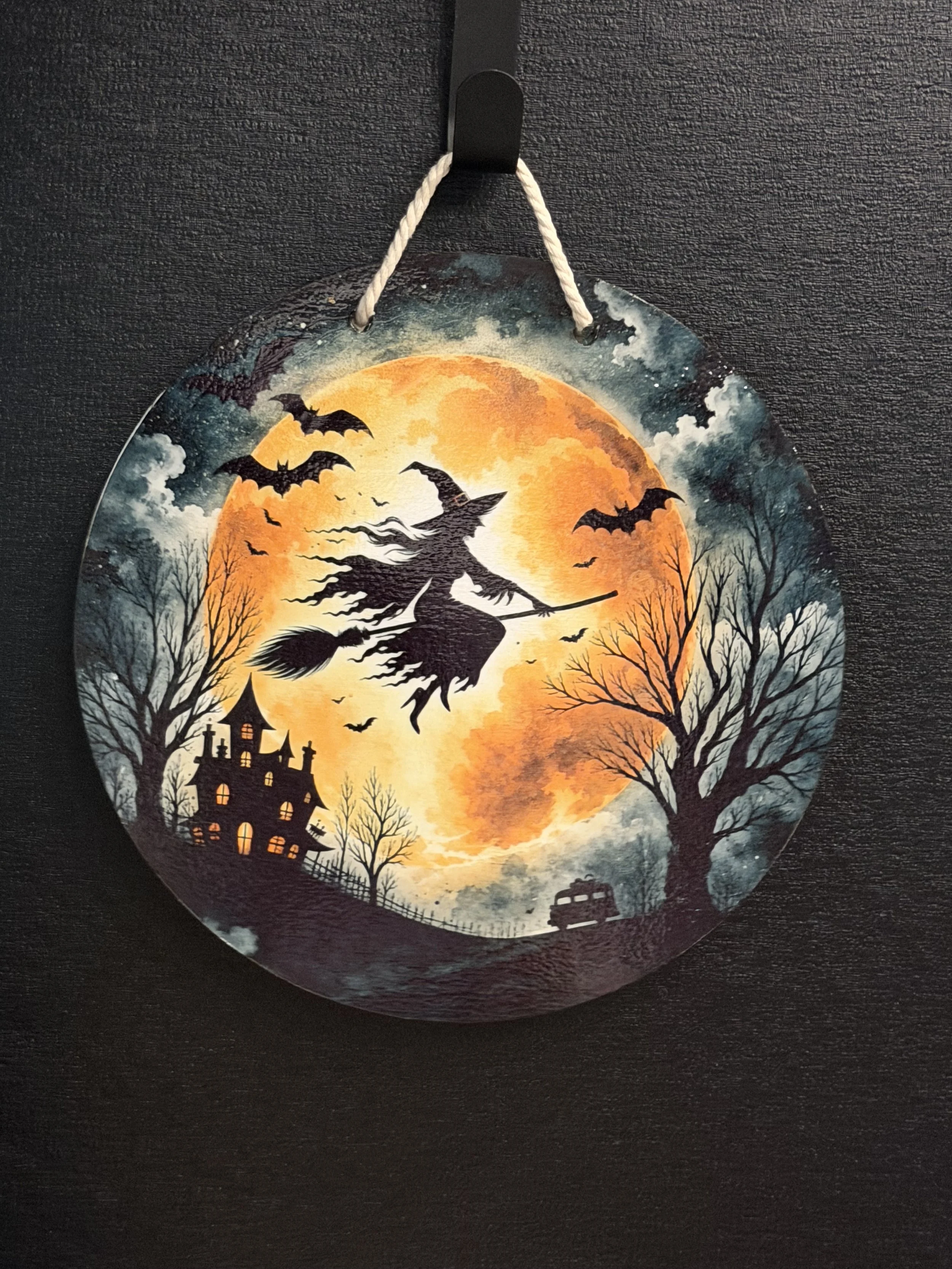 Witch on Broomstick 10inch Door Wreath