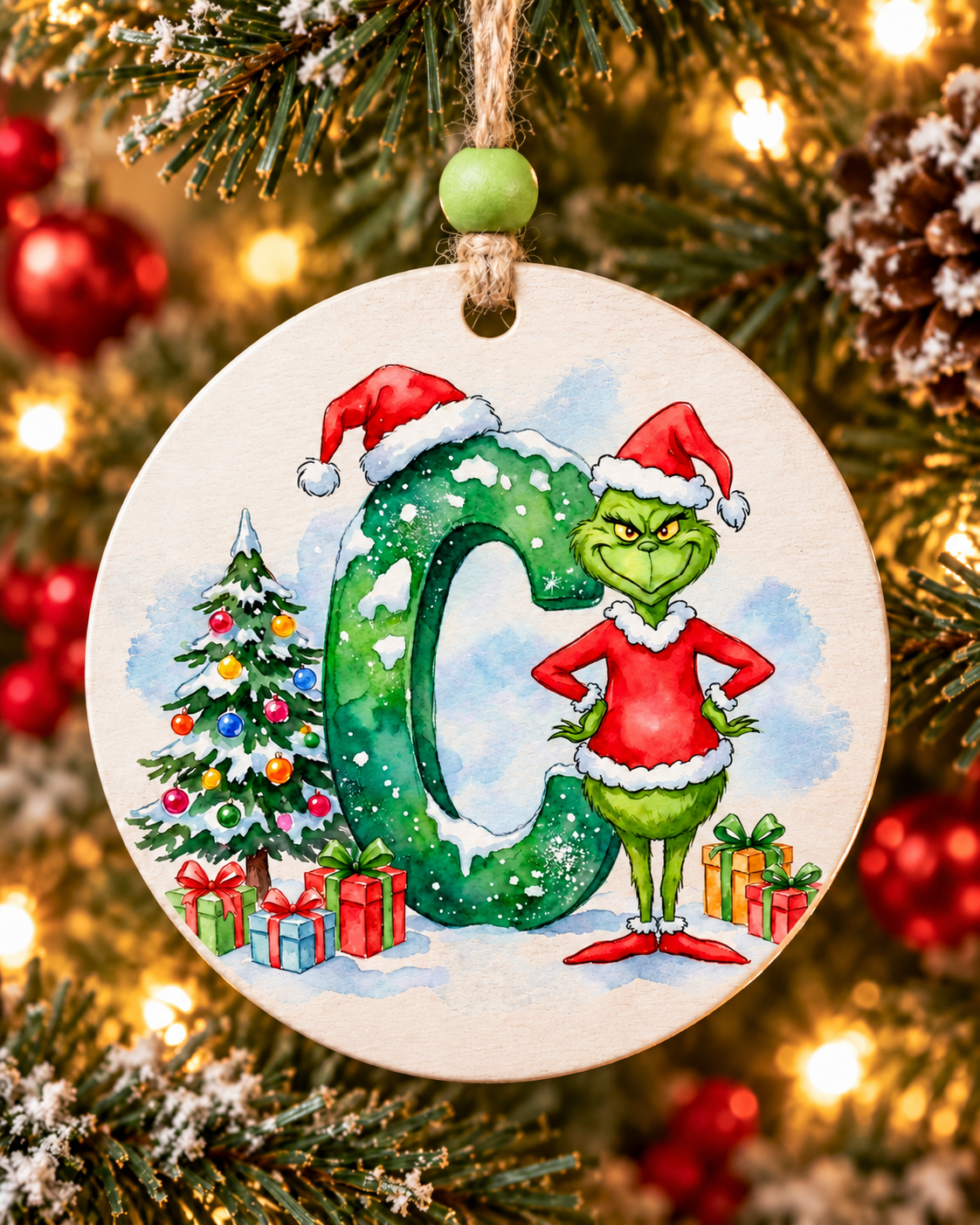 C - Green Character Personalized Ornament