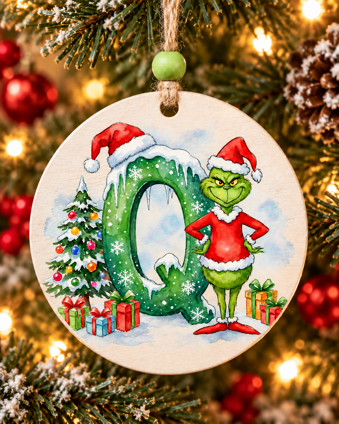 Q - Green Character Personalized Ornament