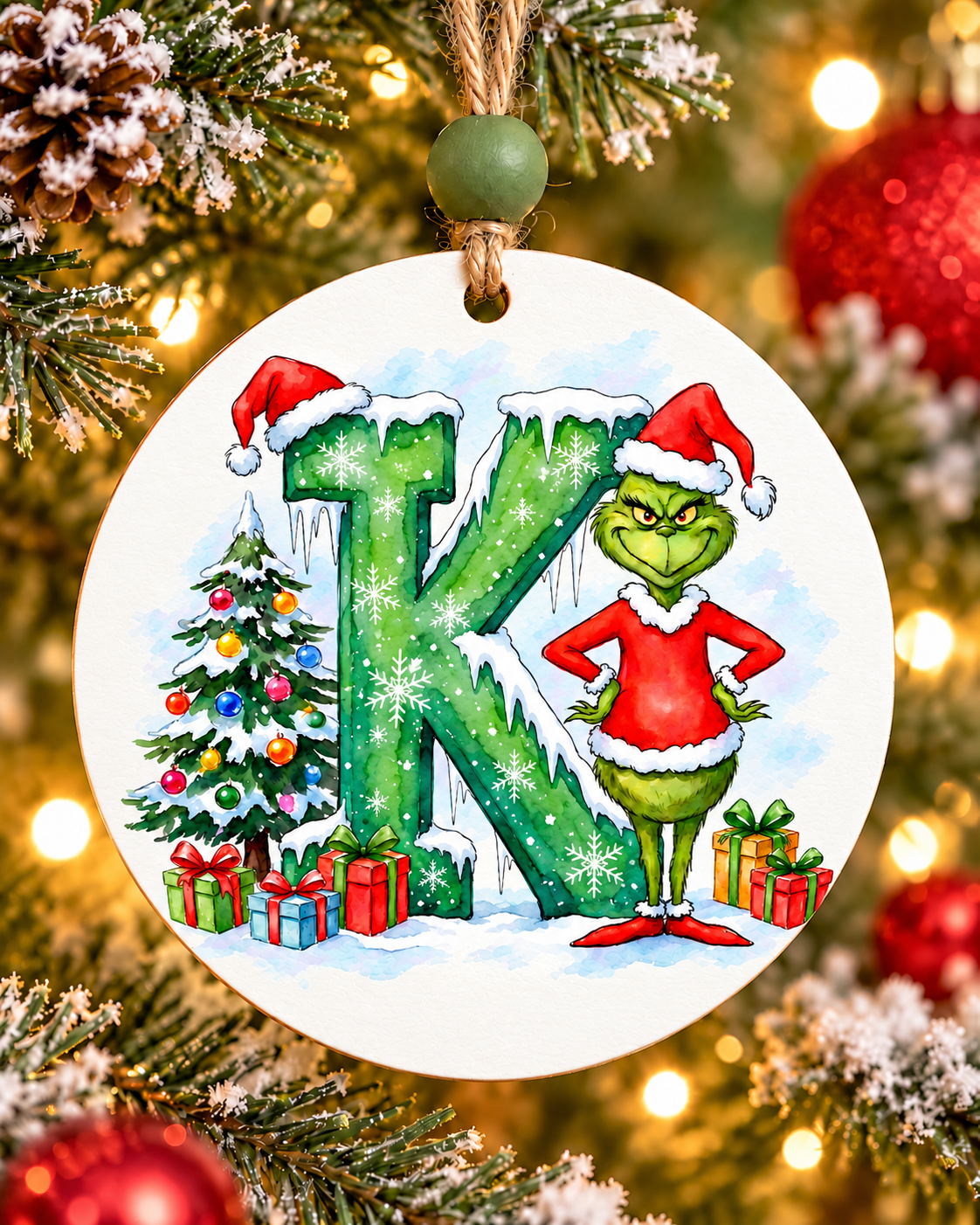 K - Green Character Personalized Ornament