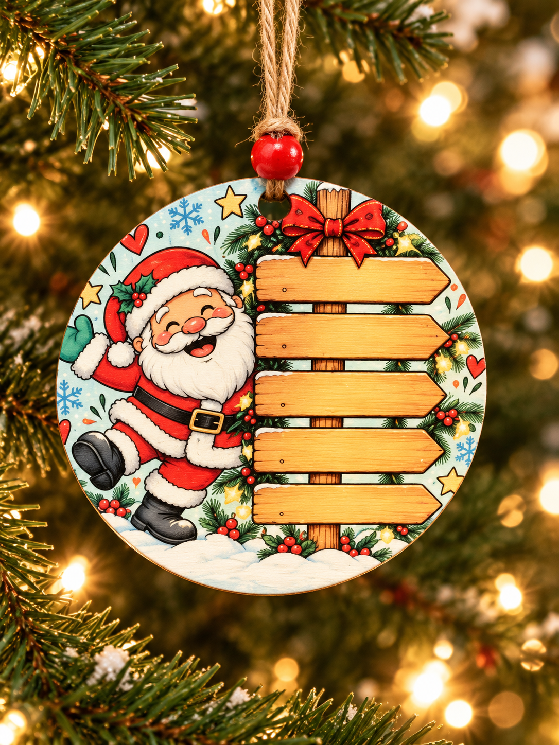 Personalized Santa Family 5 Names Ornament