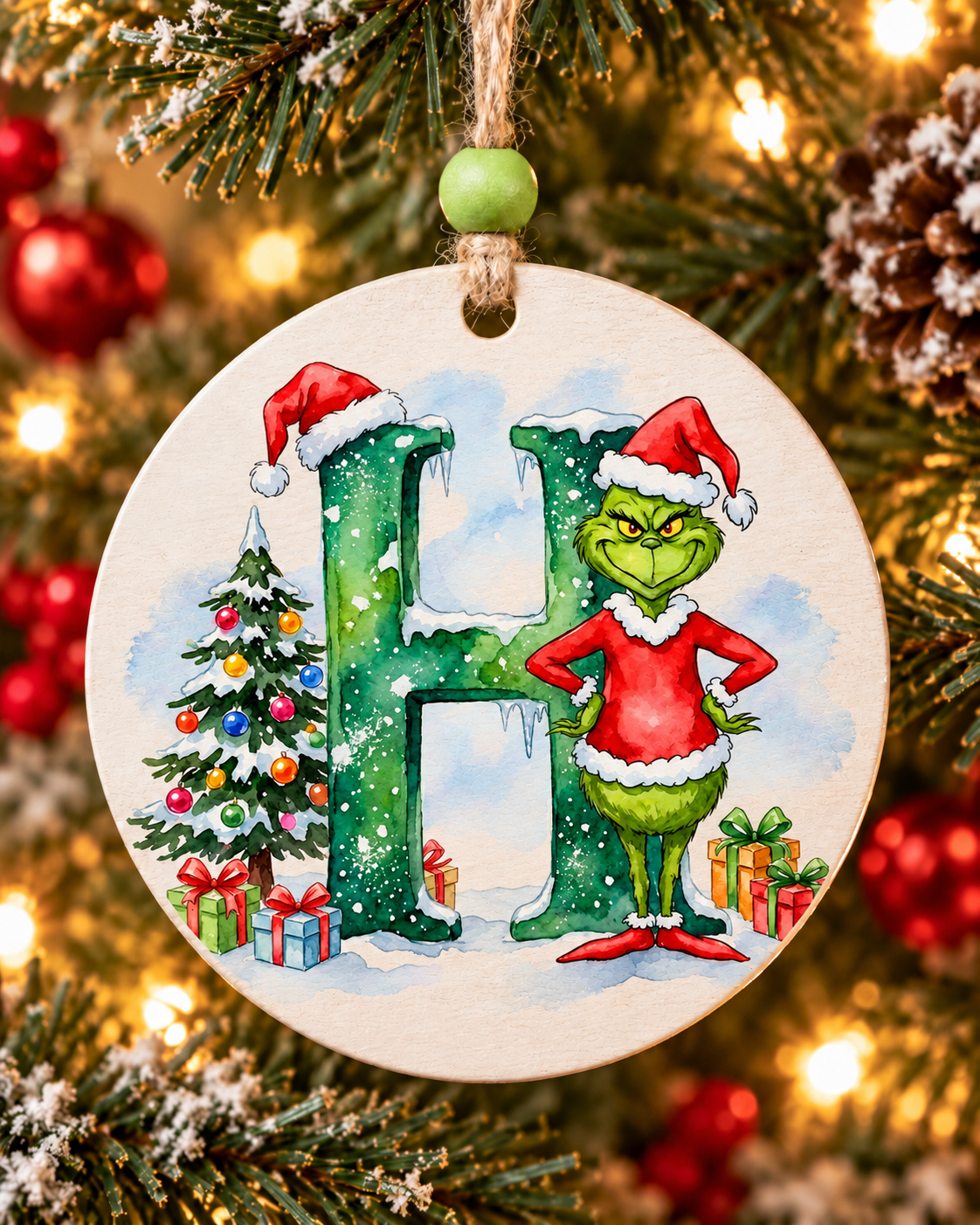 H - Green Character Personalized Ornament