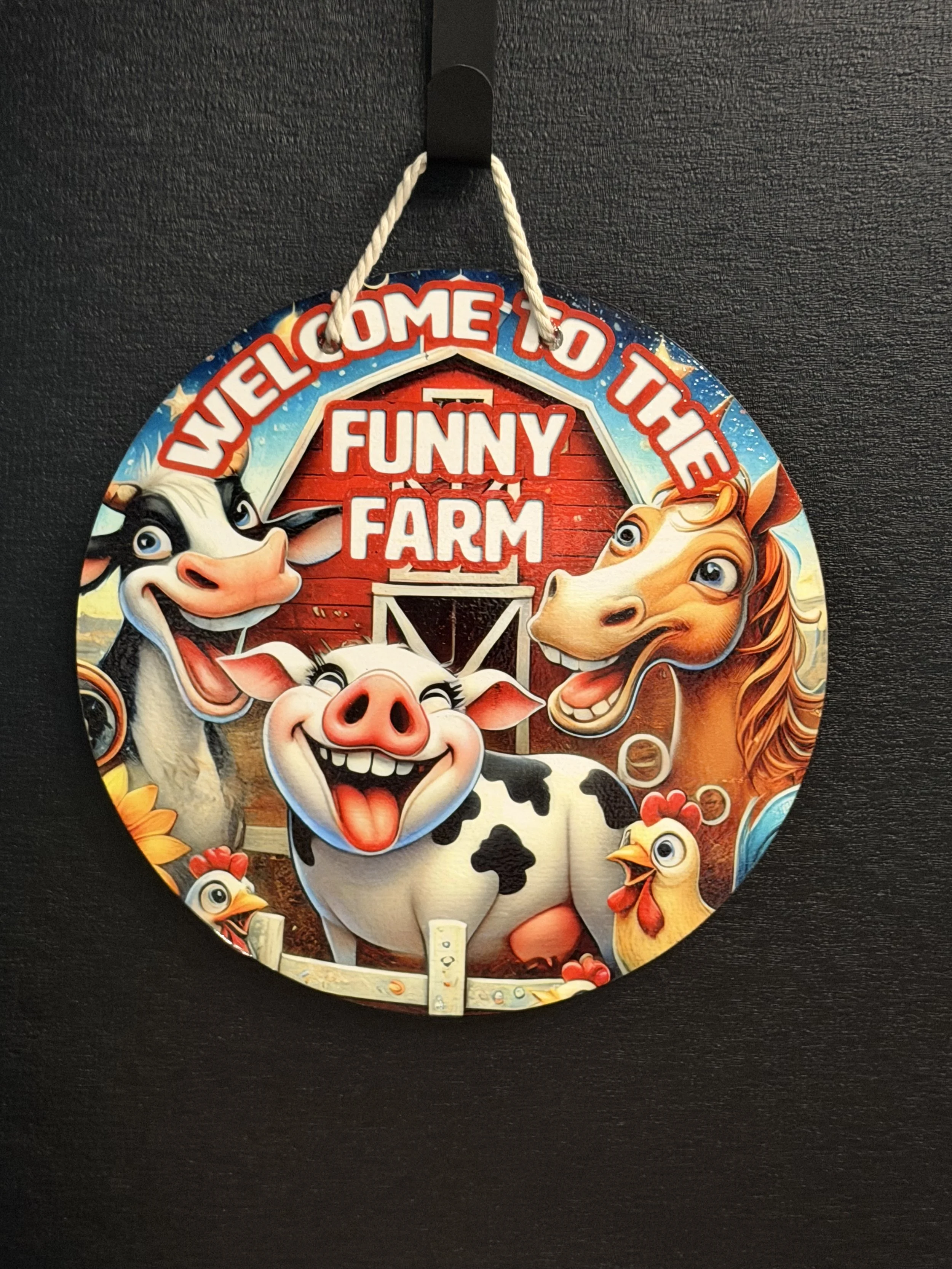 Welcome to the Funny Farm 10inch Door Wreath