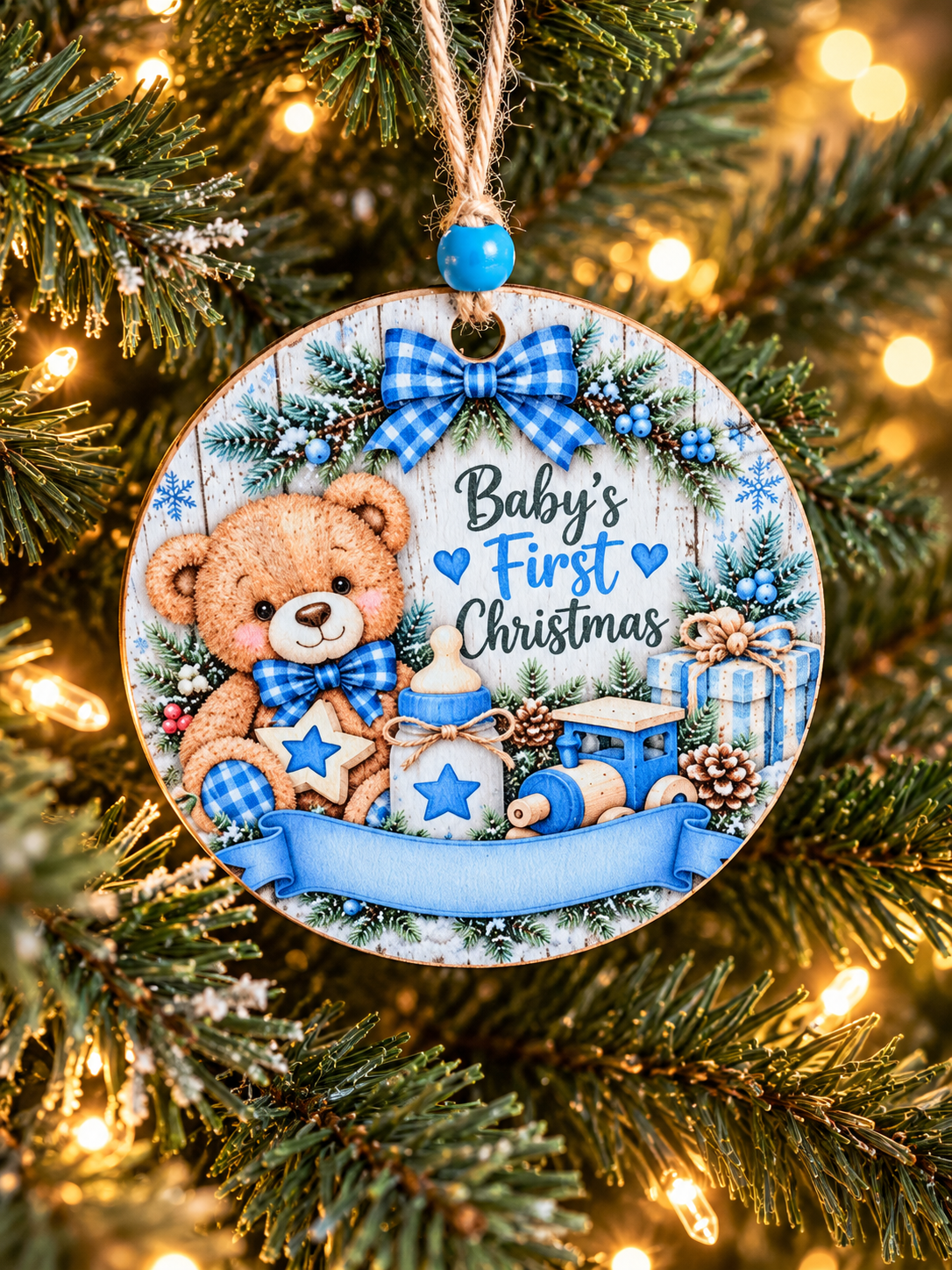 Personalized Baby Boy First Christmas Ornament
