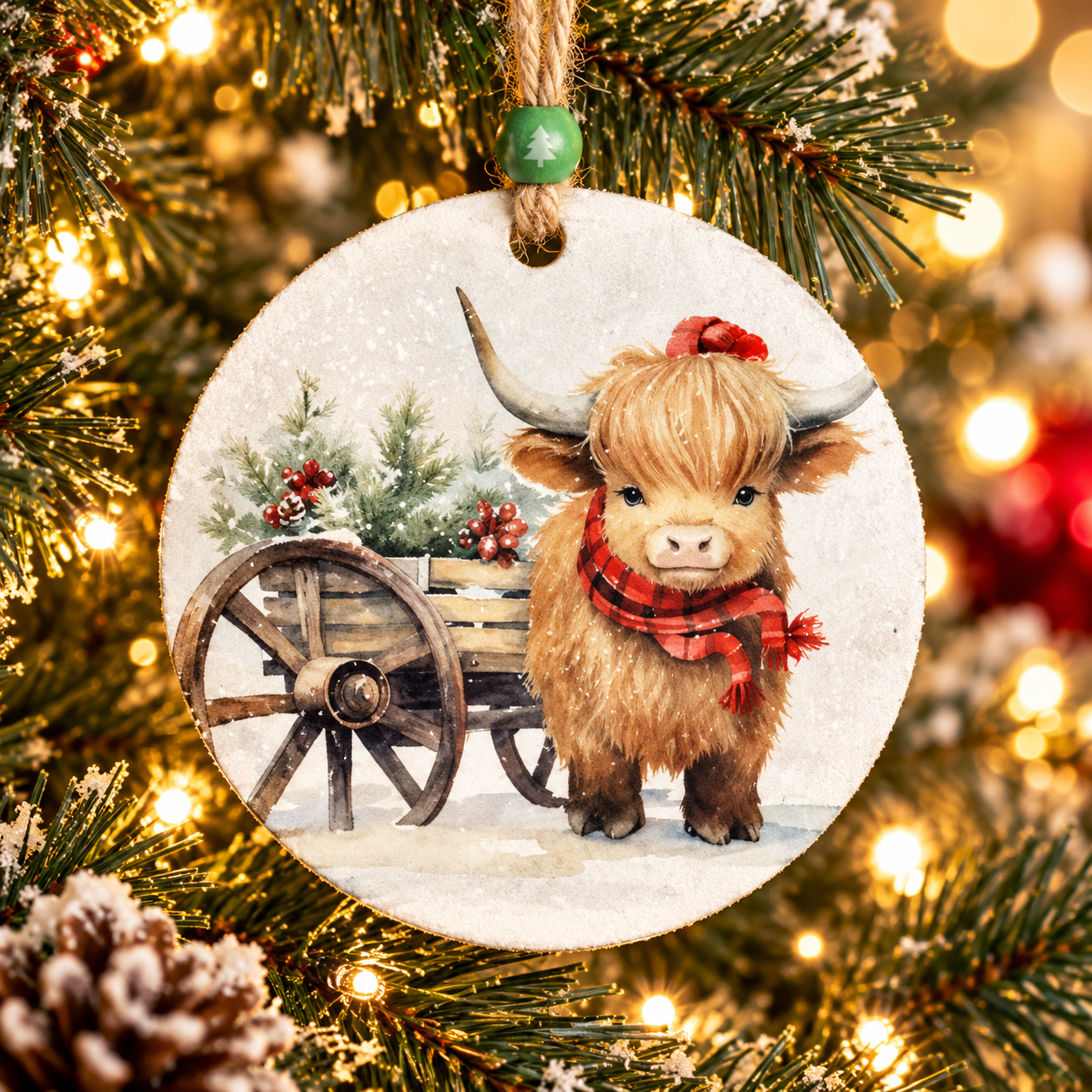 Highland Cow with wagon